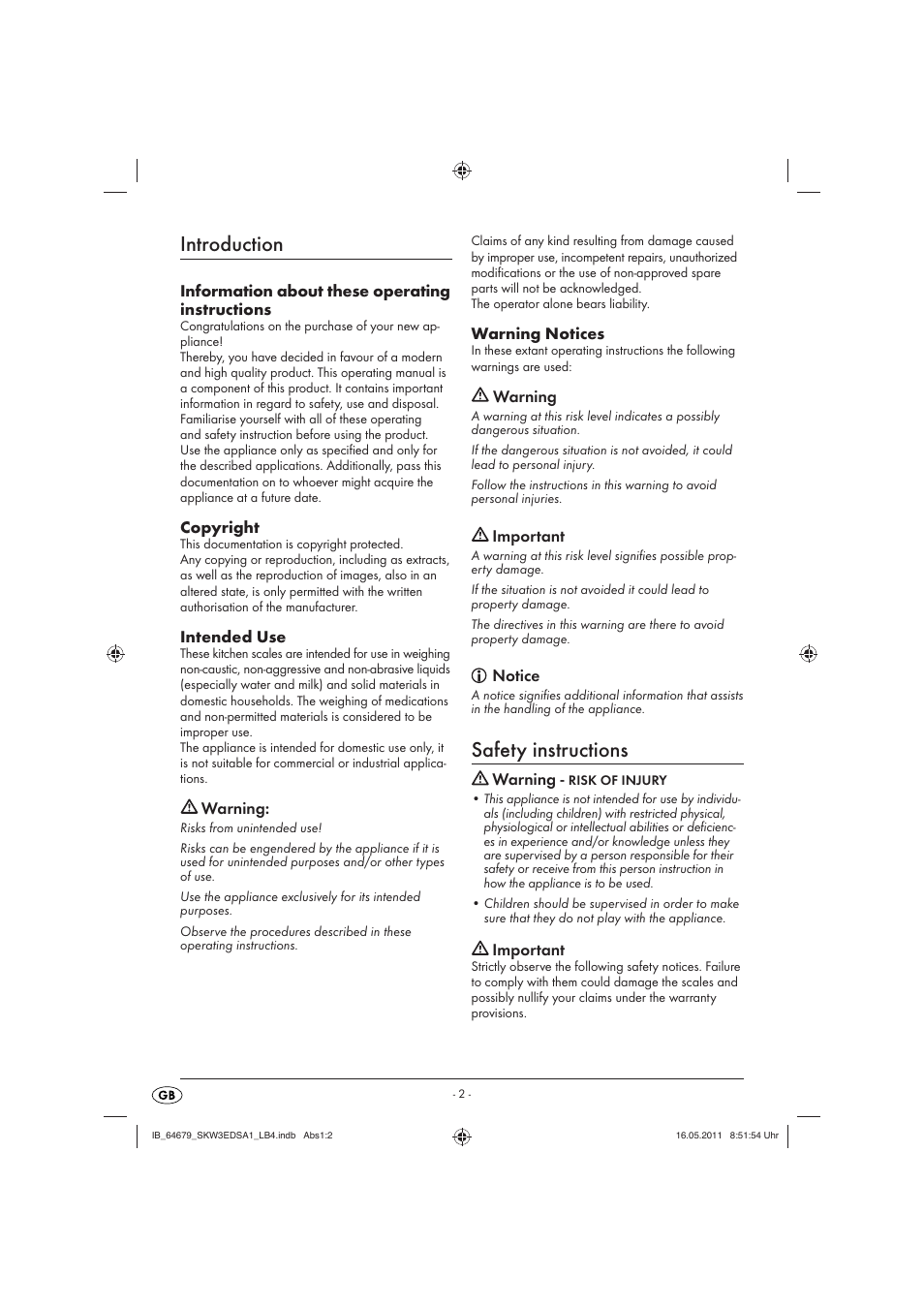 Introduction, Safety instructions | Silvercrest SKW 3 EDS A1 User Manual | Page 4 / 61