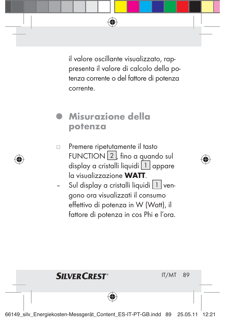 Misurazione della potenza | Silvercrest Z30412-DK User Manual | Page 87 / 207