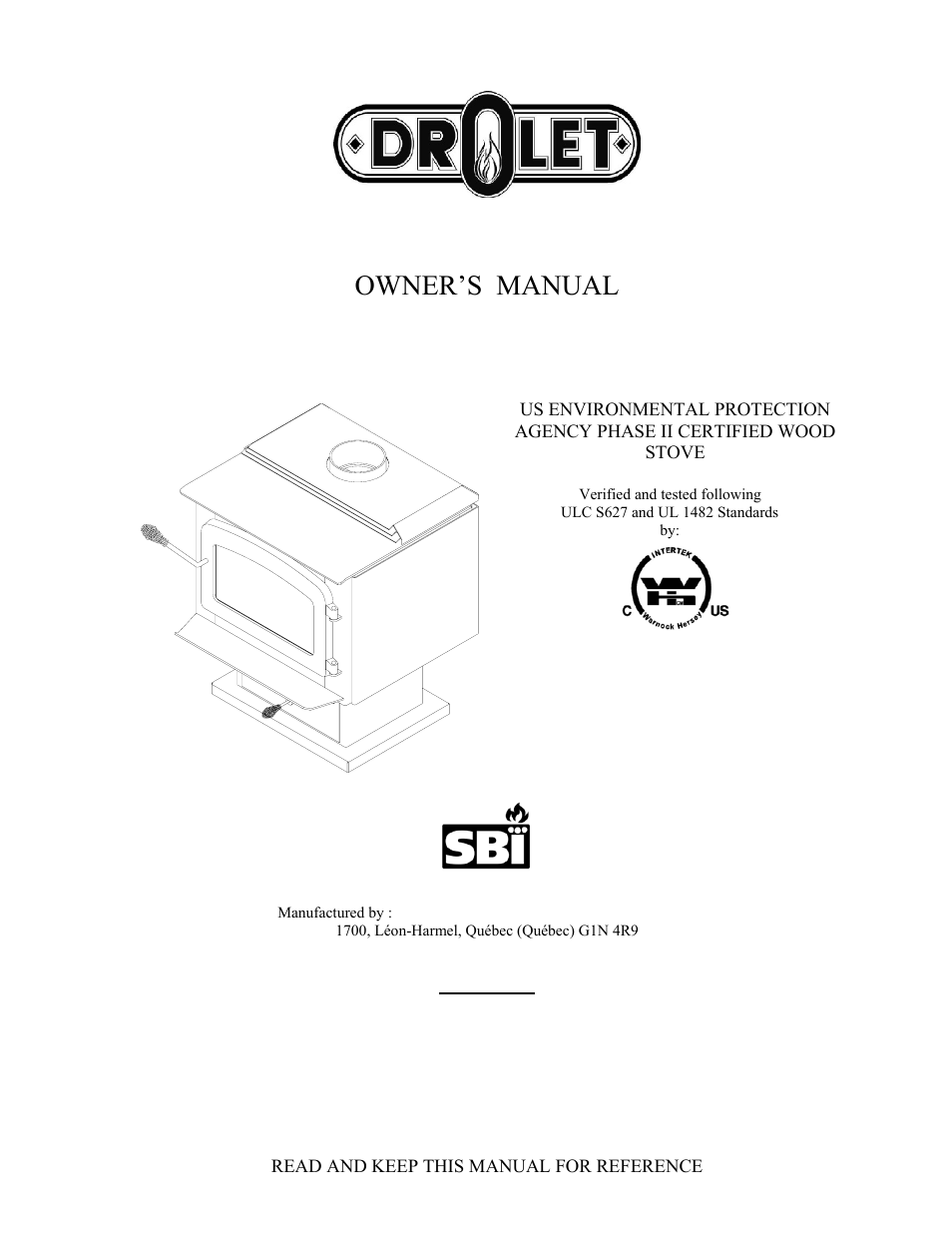 Drolet 1800 EPA User Manual | 40 pages