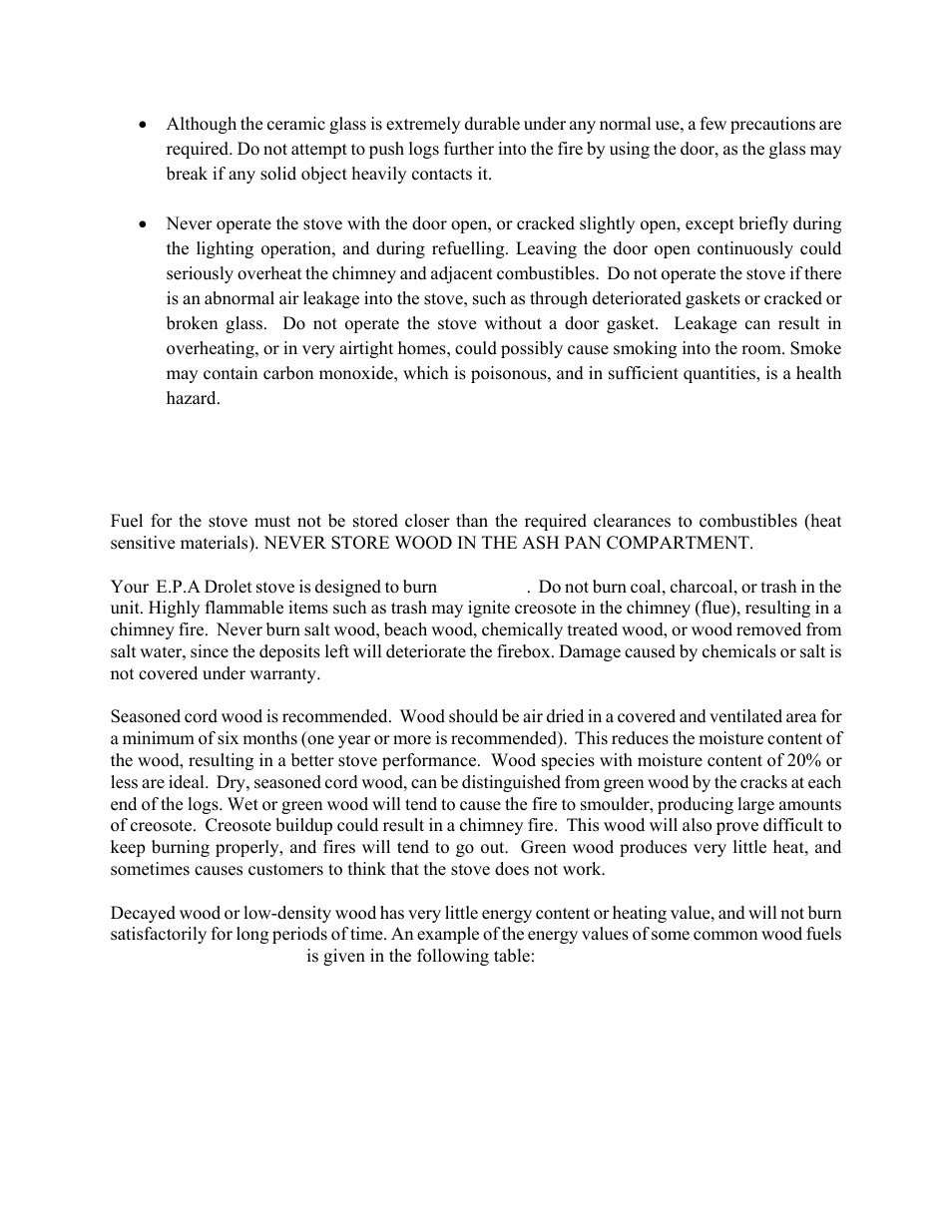 Fuel | Drolet 1800 EPA User Manual | Page 28 / 40