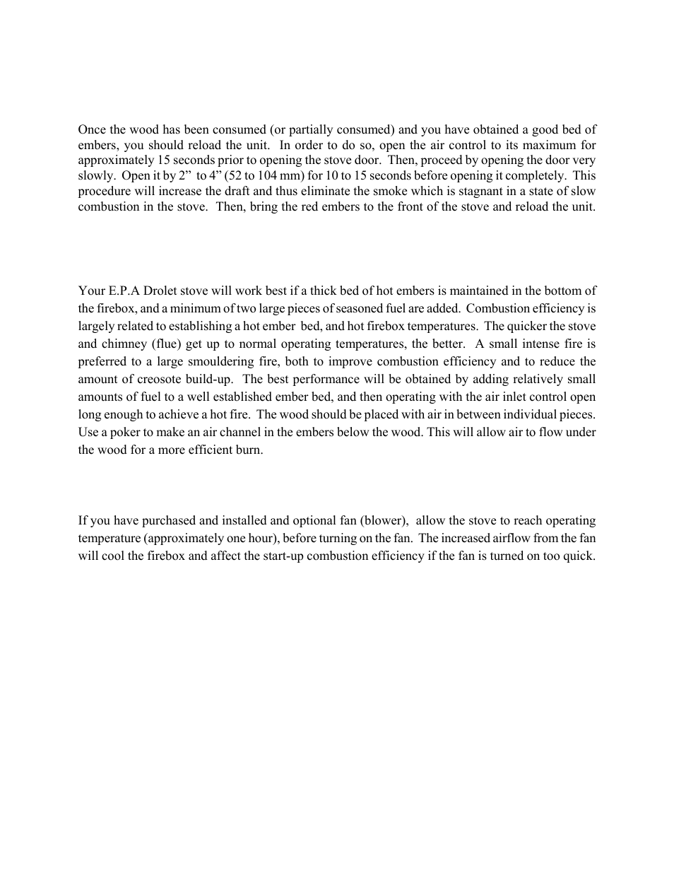 Maintaining the fire, Fan (blower) operation, 5 maintaining the fire | 6 fan (blower) operation | Drolet 1800 EPA User Manual | Page 32 / 40
