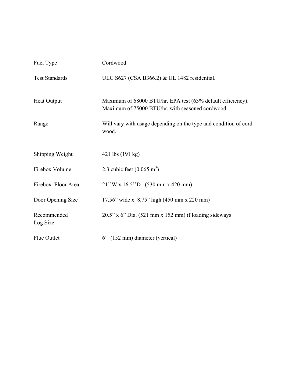 Section 5.0 specifications | Drolet 1800 EPA User Manual | Page 39 / 40