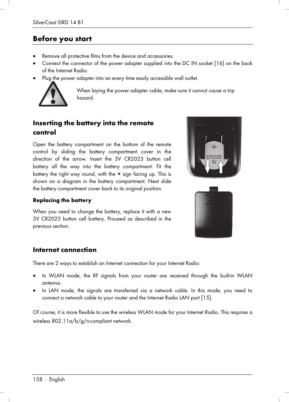 Before you start | Silvercrest SIRD 14 B1 User Manual | Page 160 / 194