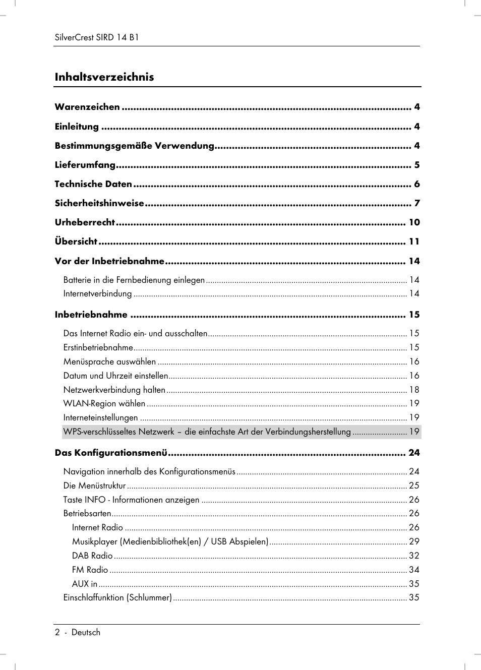 Silvercrest SIRD 14 B1 User Manual | Page 4 / 194