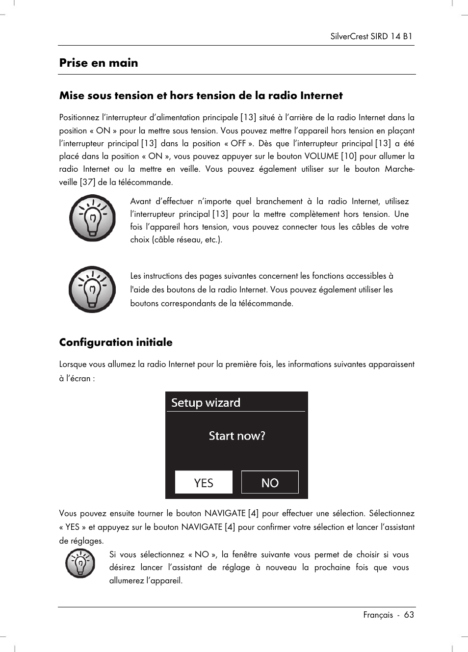 Prise en main | Silvercrest SIRD 14 B1 User Manual | Page 65 / 194