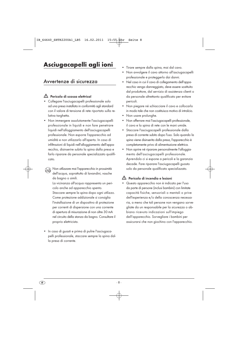 Asciugacapelli agli ioni, Avvertenze di sicurezza | Silvercrest SHTR 2200 A1 User Manual | Page 10 / 32