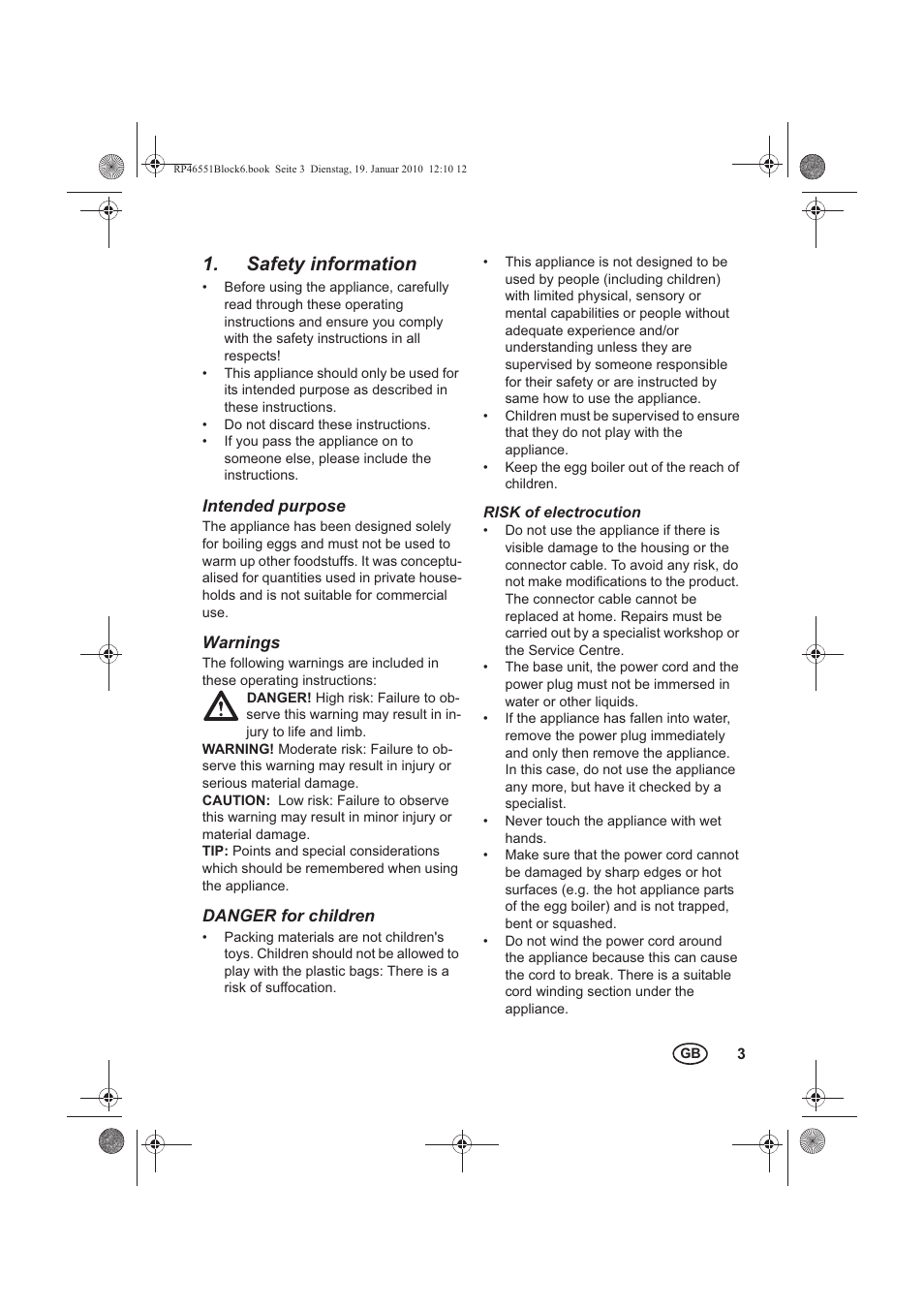 Safety information | Silvercrest H-3278 User Manual | Page 5 / 14