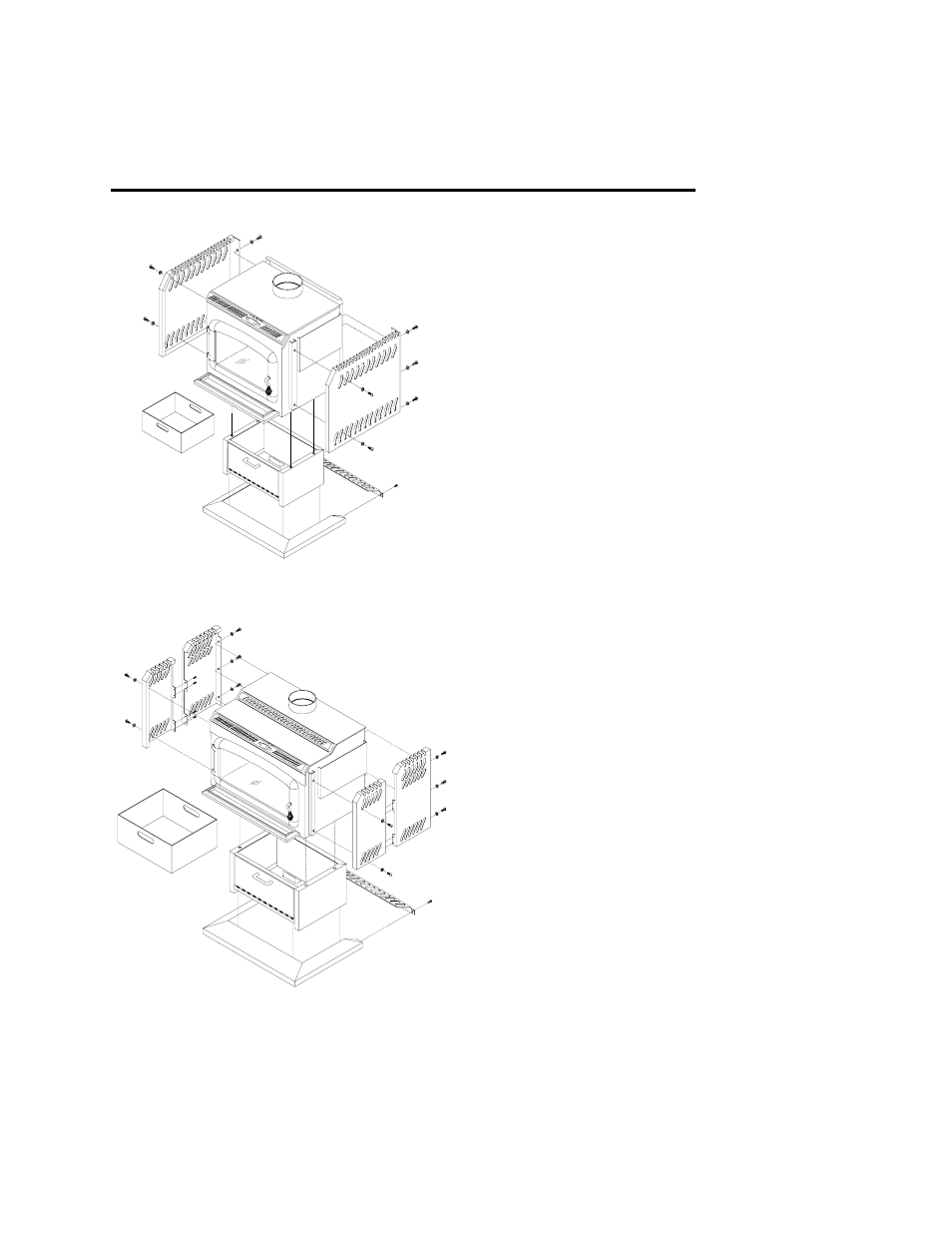 Assembly, Pedestal and decorative sidewall installation | Drolet SIBERIAN 1200 User Manual | Page 5 / 28