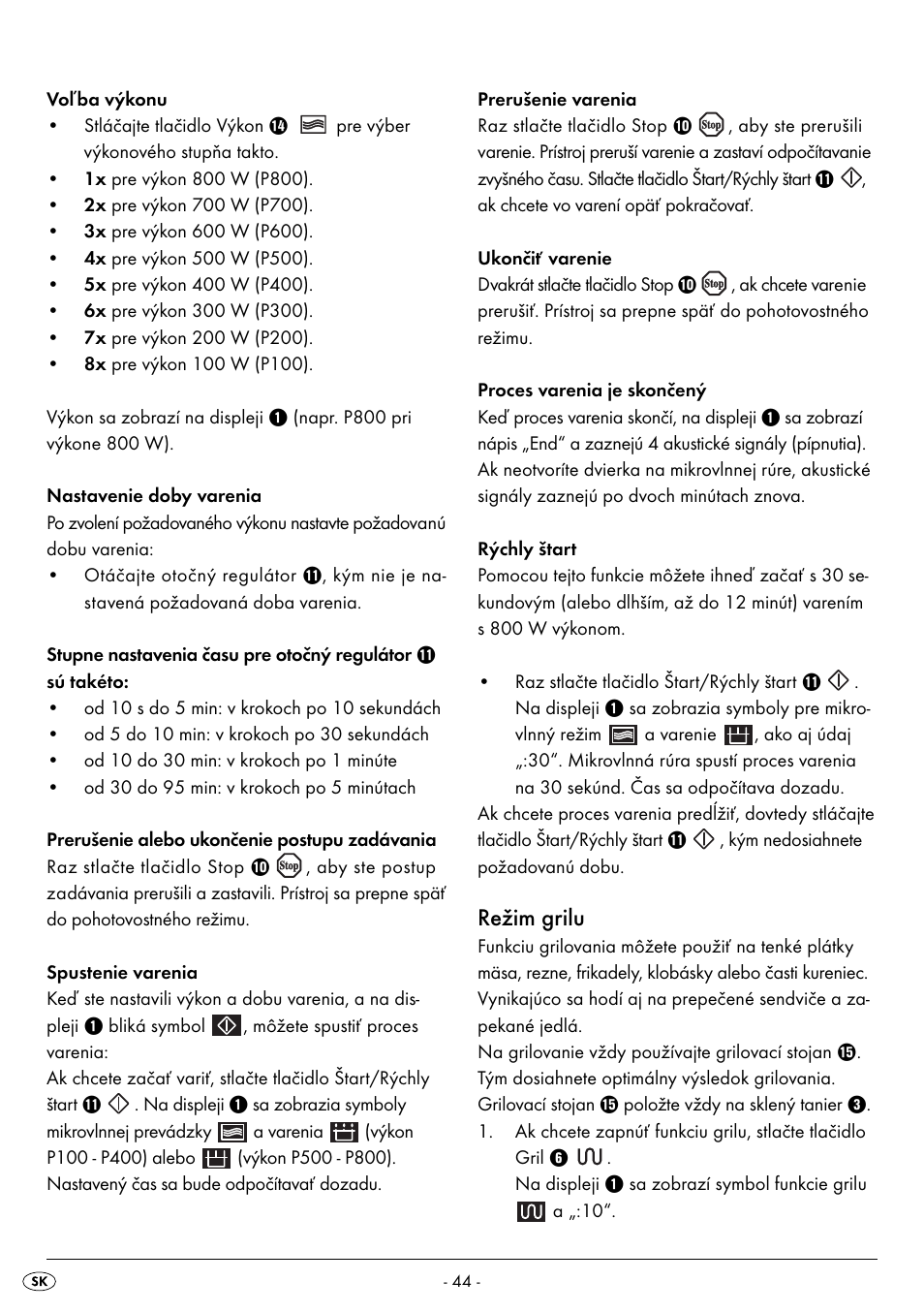 Režim grilu | Silvercrest SMW 800 A2 User Manual | Page 46 / 70