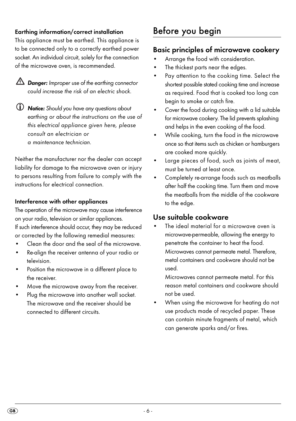 Before you begin, Basic principles of microwave cookery, Use suitable cookware | Silvercrest SMW 800 A2 User Manual | Page 8 / 70