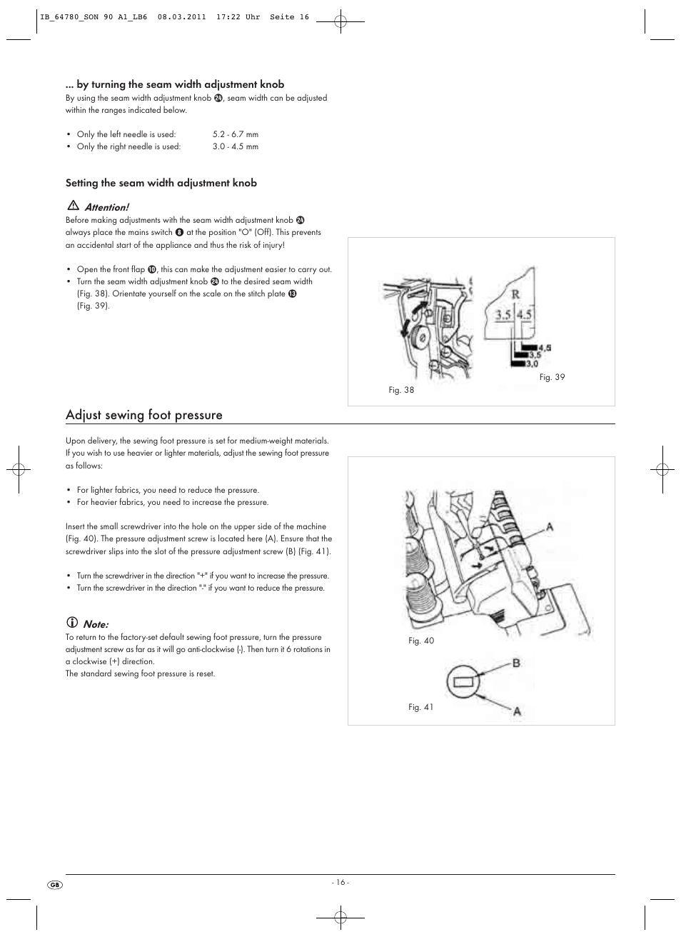 Adjust sewing foot pressure | Silvercrest SON 90 A1 User Manual | Page 18 / 38