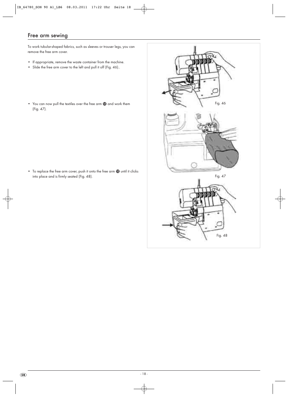 Free arm sewing | Silvercrest SON 90 A1 User Manual | Page 20 / 38