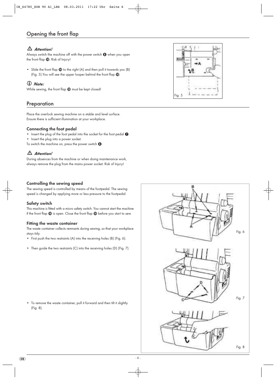 Opening the front flap, Preparation | Silvercrest SON 90 A1 User Manual | Page 8 / 38