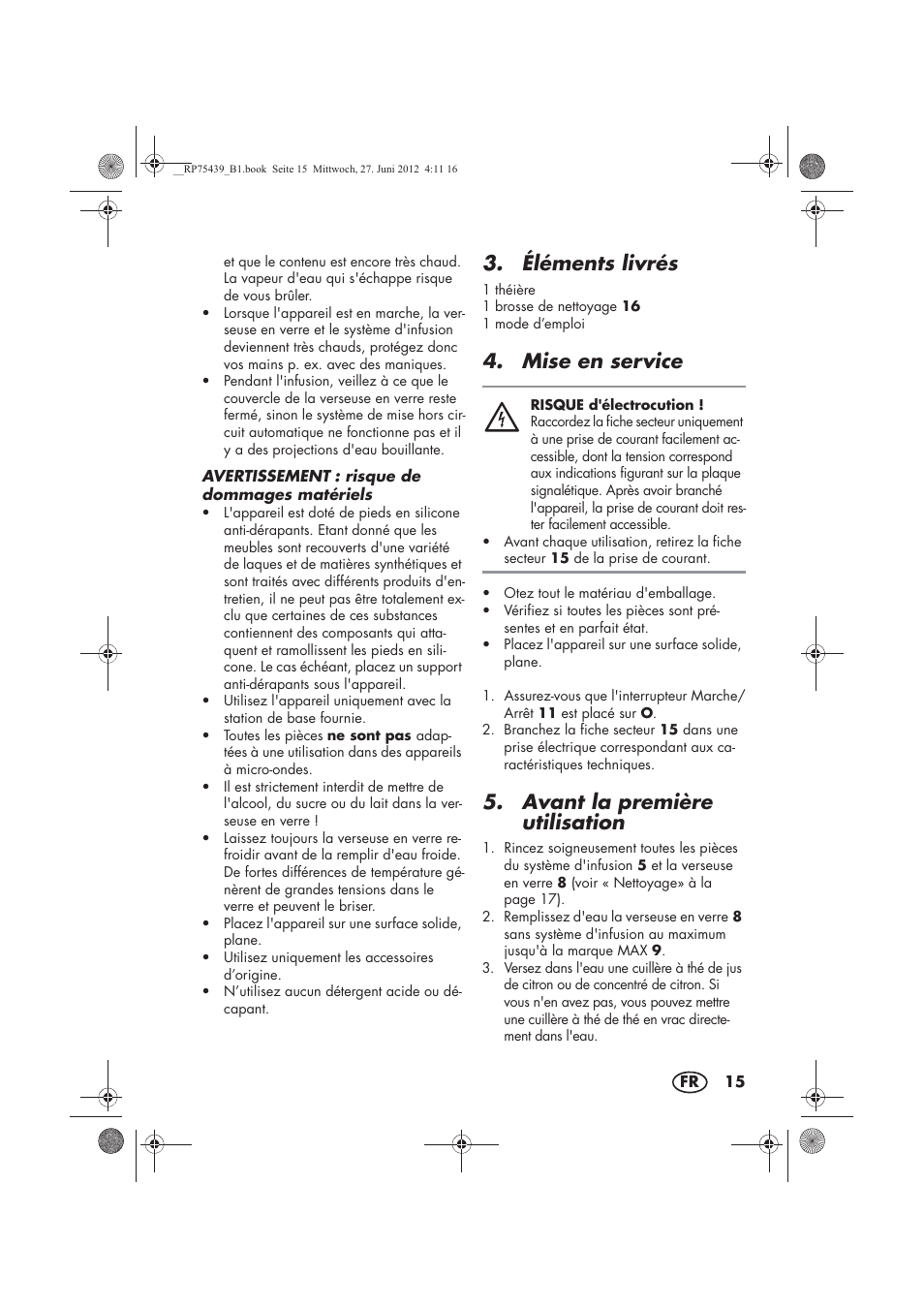 Éléments livrés, Mise en service, Avant la première utilisation | Silvercrest STK 600 A1 User Manual | Page 17 / 54
