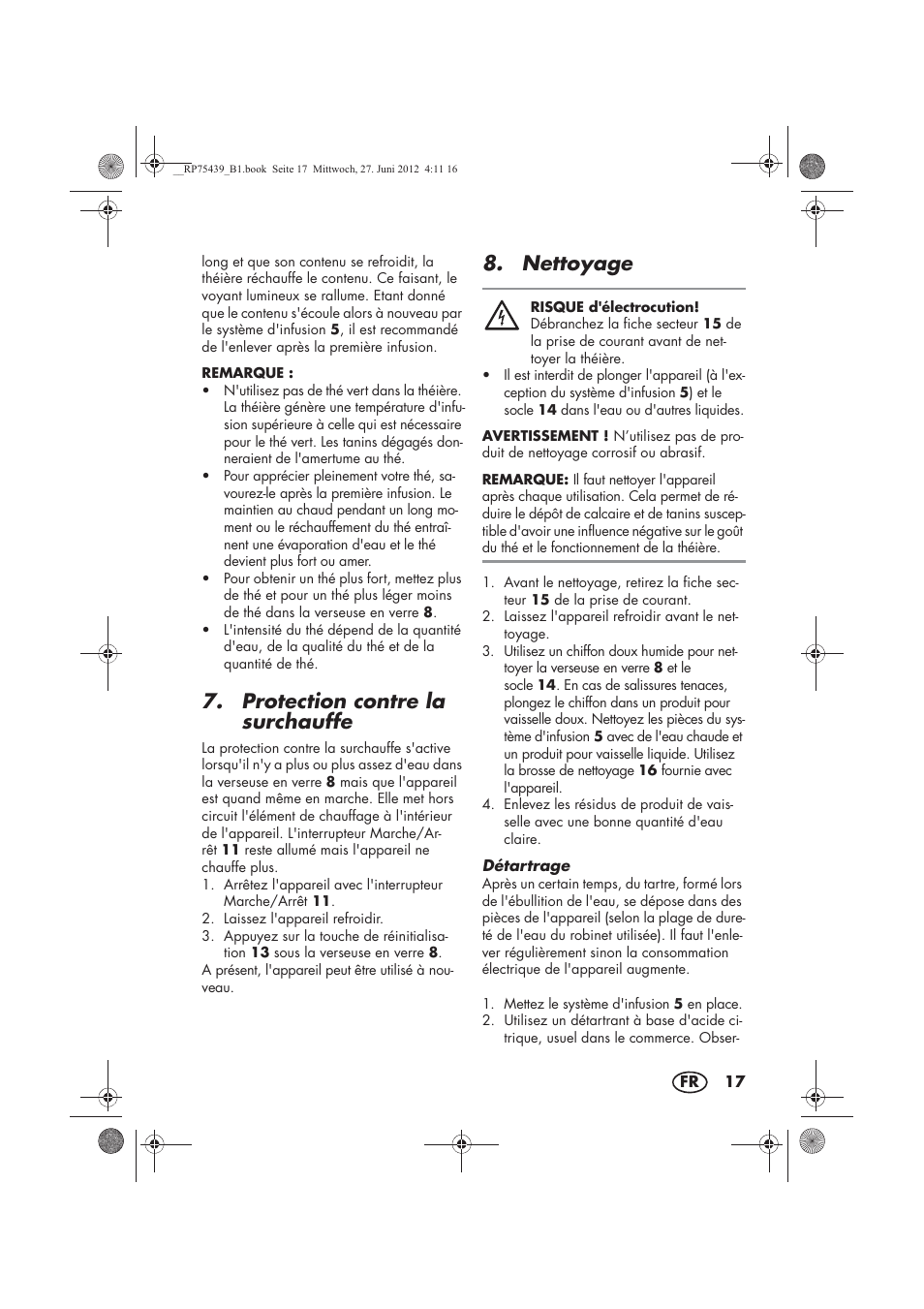 Protection contre la surchauffe, Nettoyage | Silvercrest STK 600 A1 User Manual | Page 19 / 54