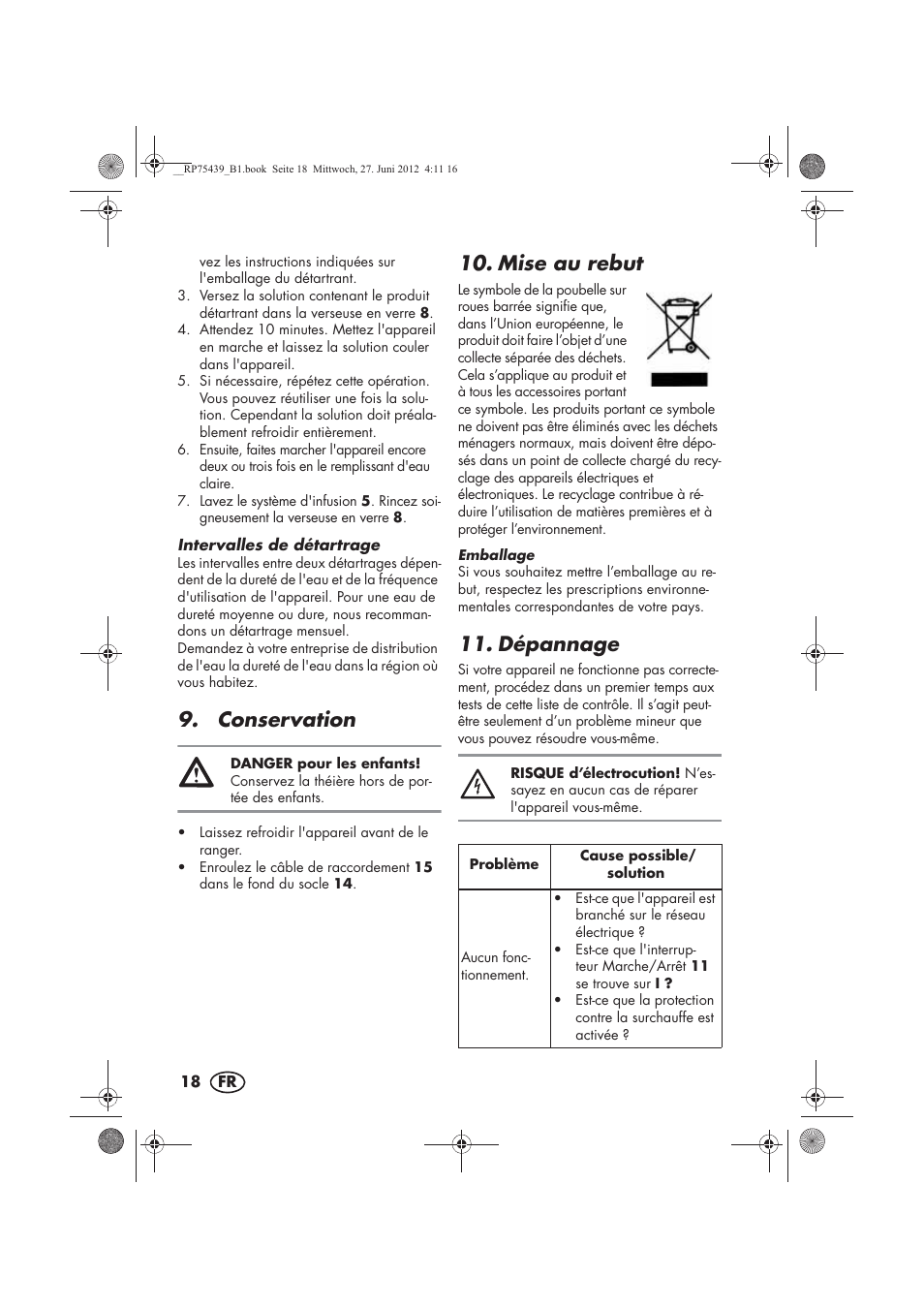 Conservation, Mise au rebut, Dépannage | Silvercrest STK 600 A1 User Manual | Page 20 / 54