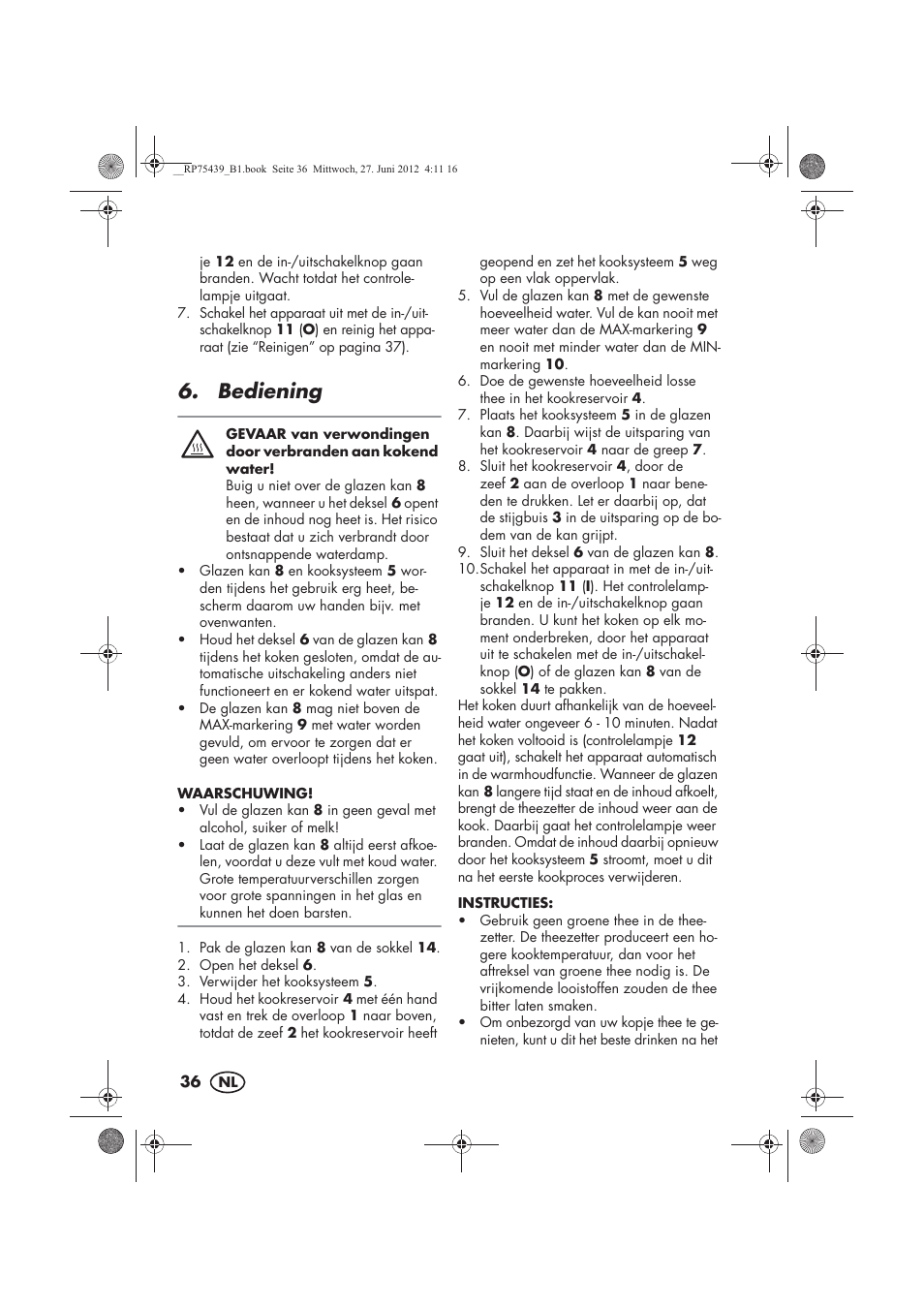 Bediening | Silvercrest STK 600 A1 User Manual | Page 38 / 54