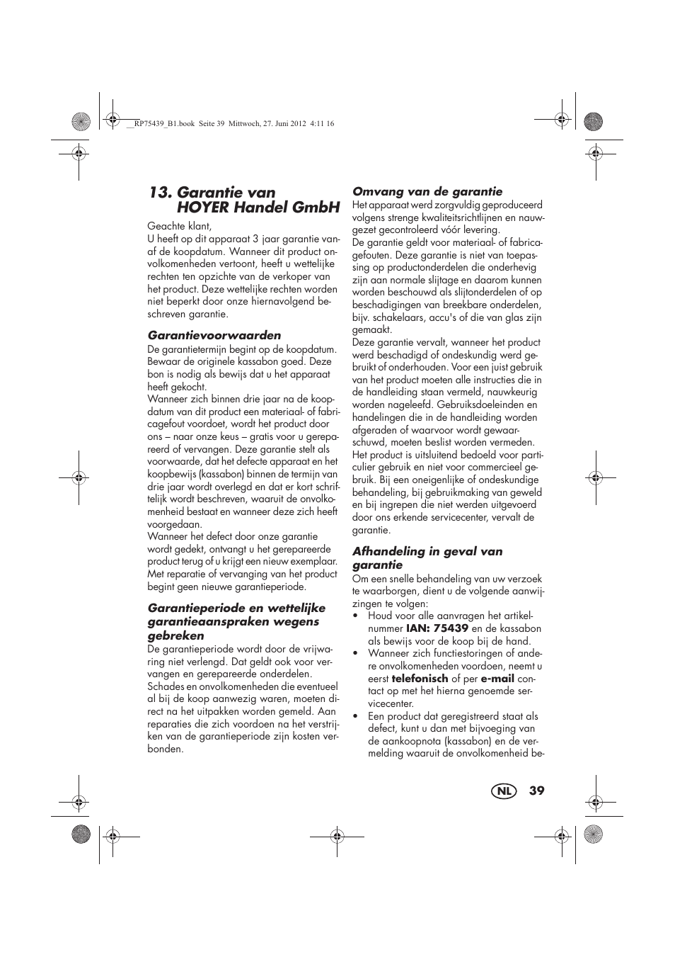 Garantie van hoyerhandel gmbh | Silvercrest STK 600 A1 User Manual | Page 41 / 54