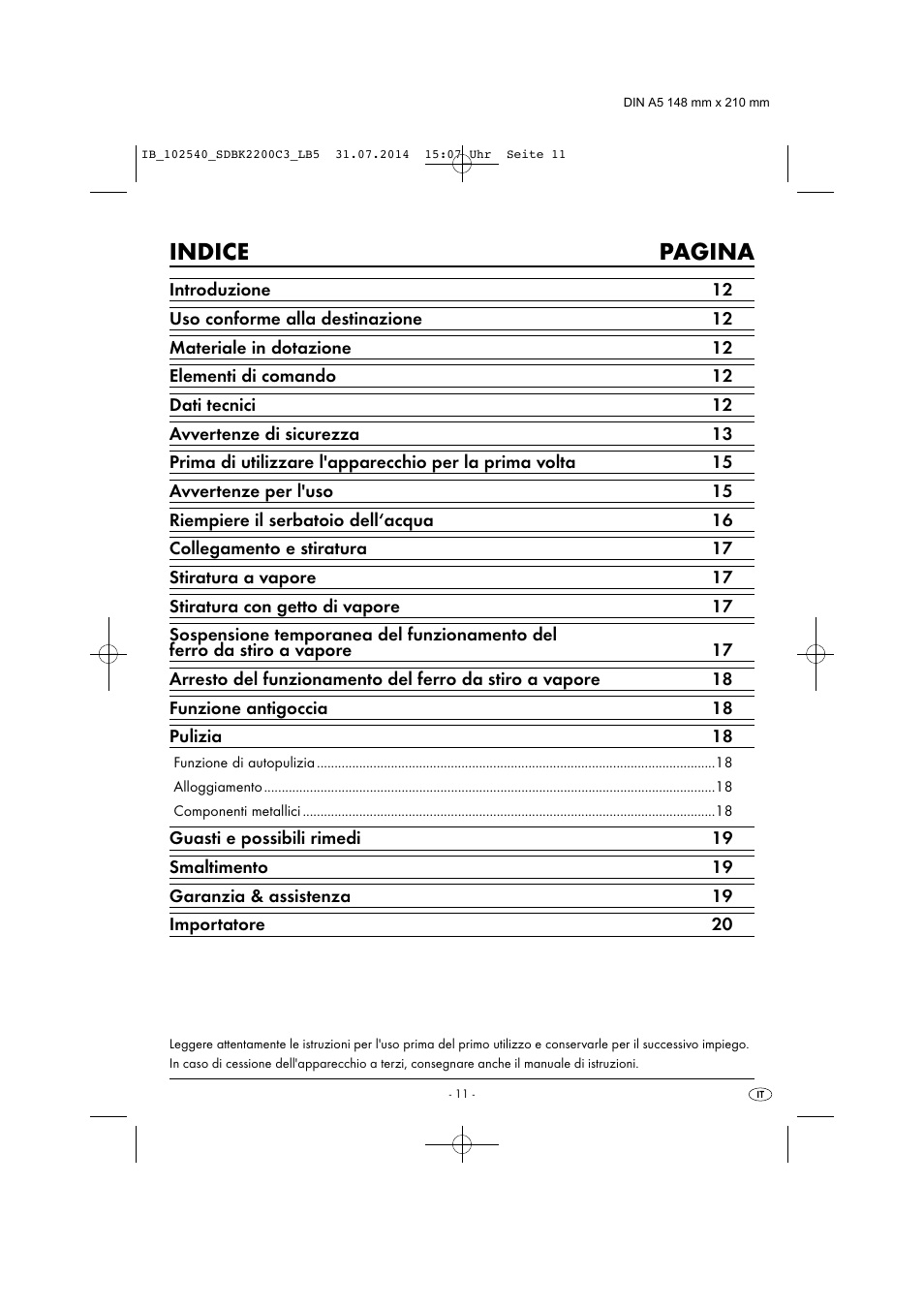 Indice pagina | Silvercrest SDBK 2200 C3 User Manual | Page 14 / 53