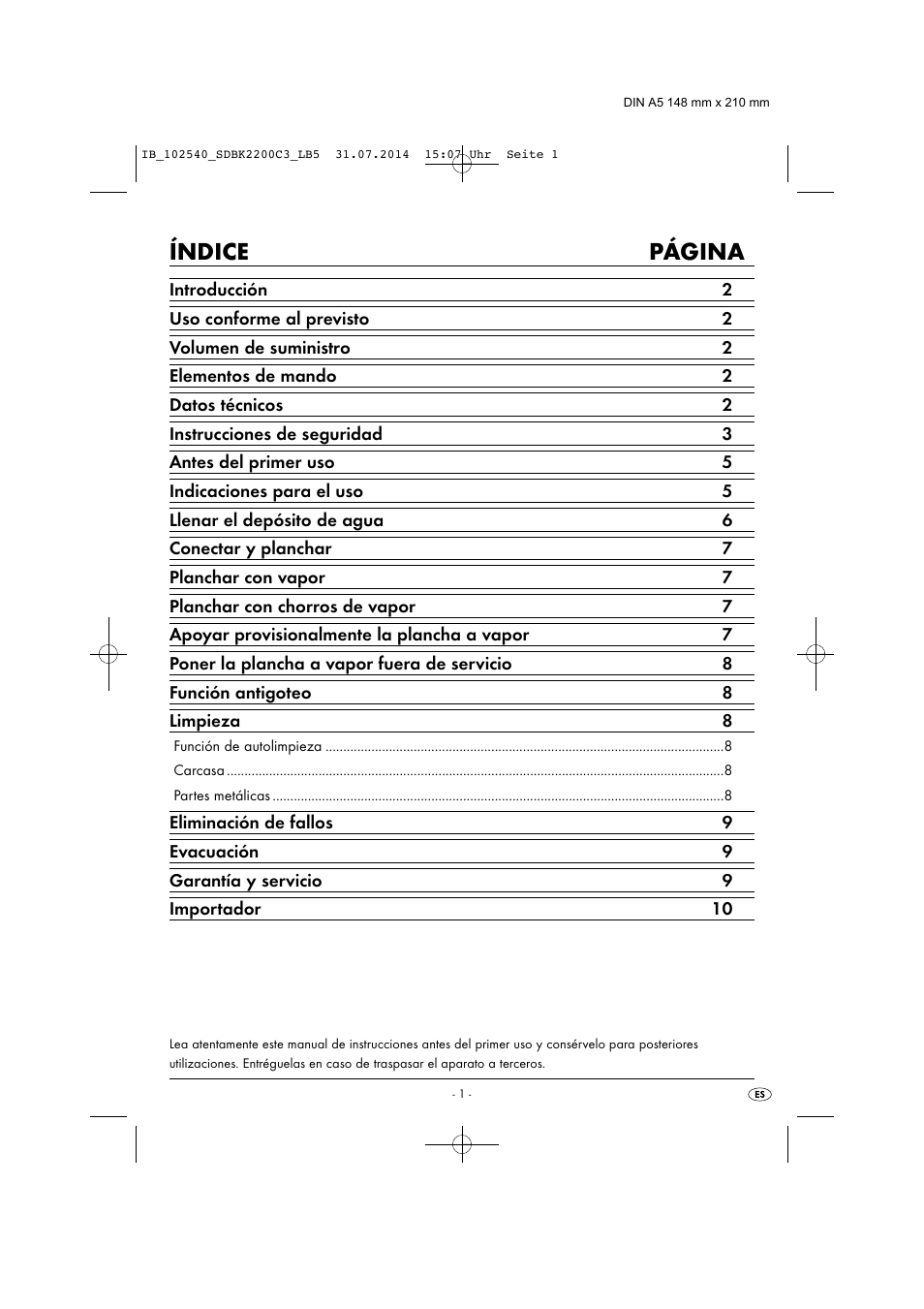 Índice página | Silvercrest SDBK 2200 C3 User Manual | Page 4 / 53