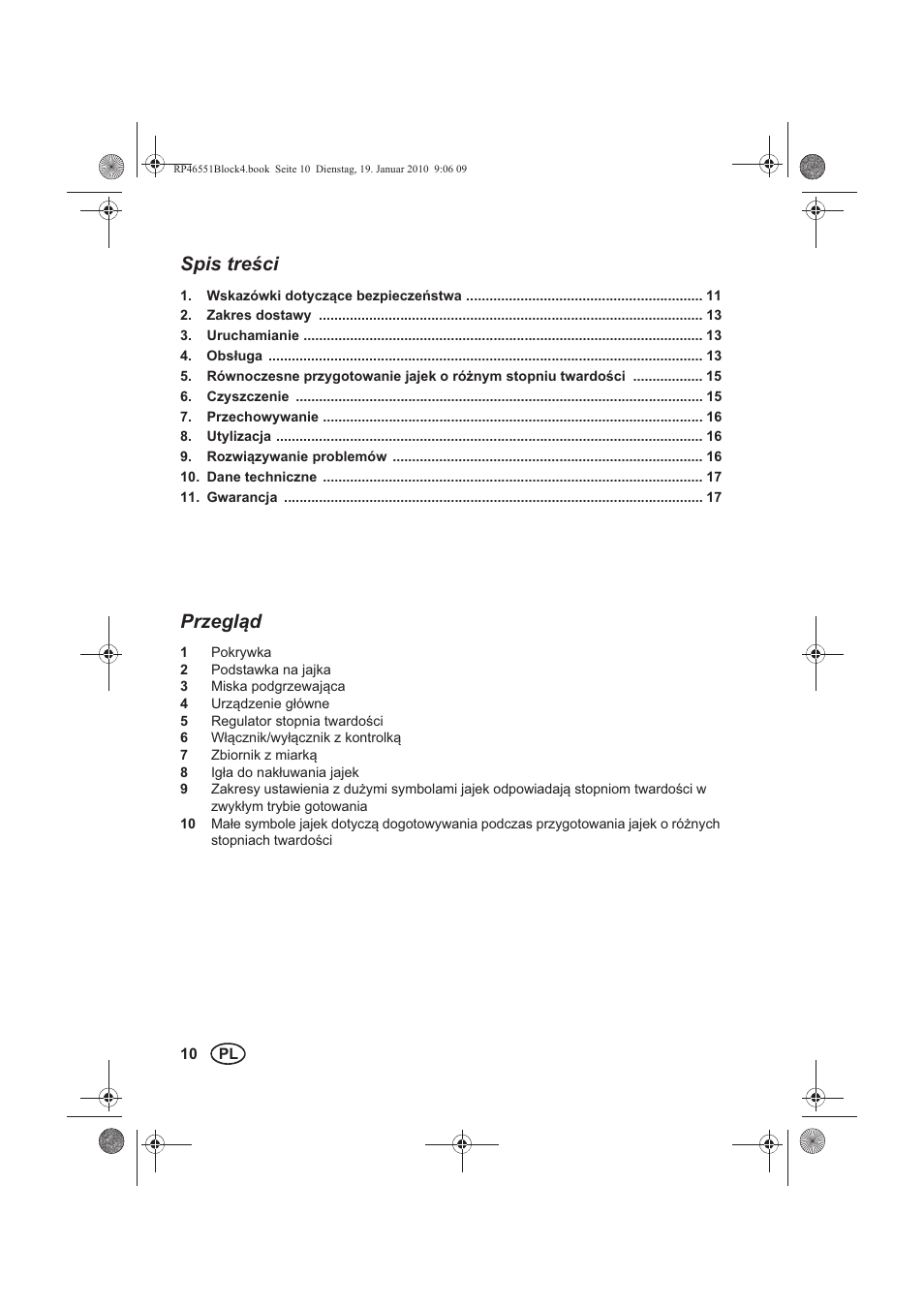 Spis treci, Przegld | Silvercrest H-3278 User Manual | Page 12 / 70