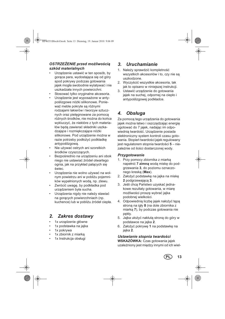 Zakres dostawy, Uruchamianie, Obsuga | Silvercrest H-3278 User Manual | Page 15 / 70