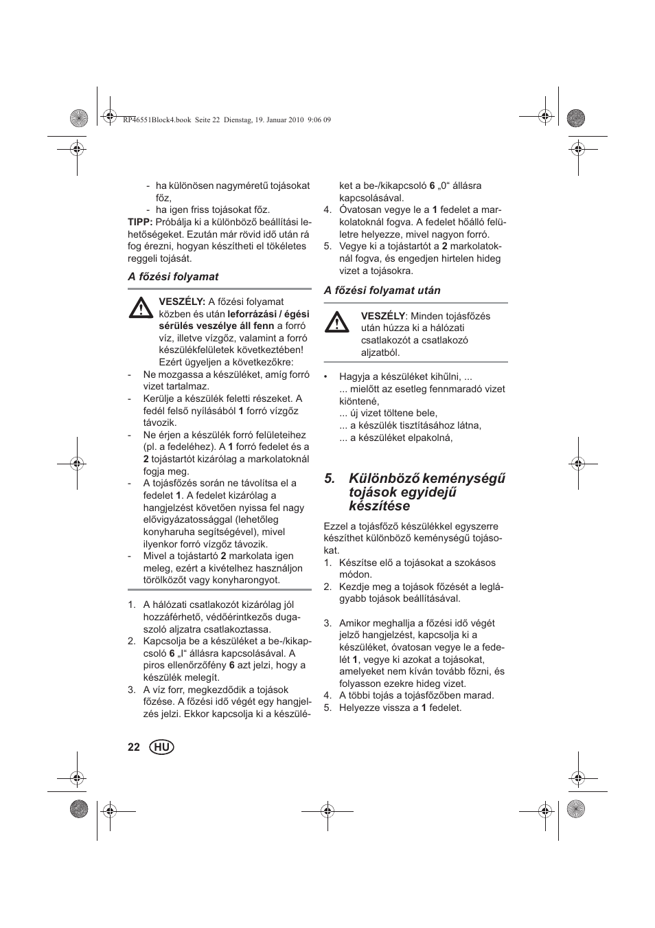 Különböz keménység tojások egyidej készítése | Silvercrest H-3278 User Manual | Page 24 / 70