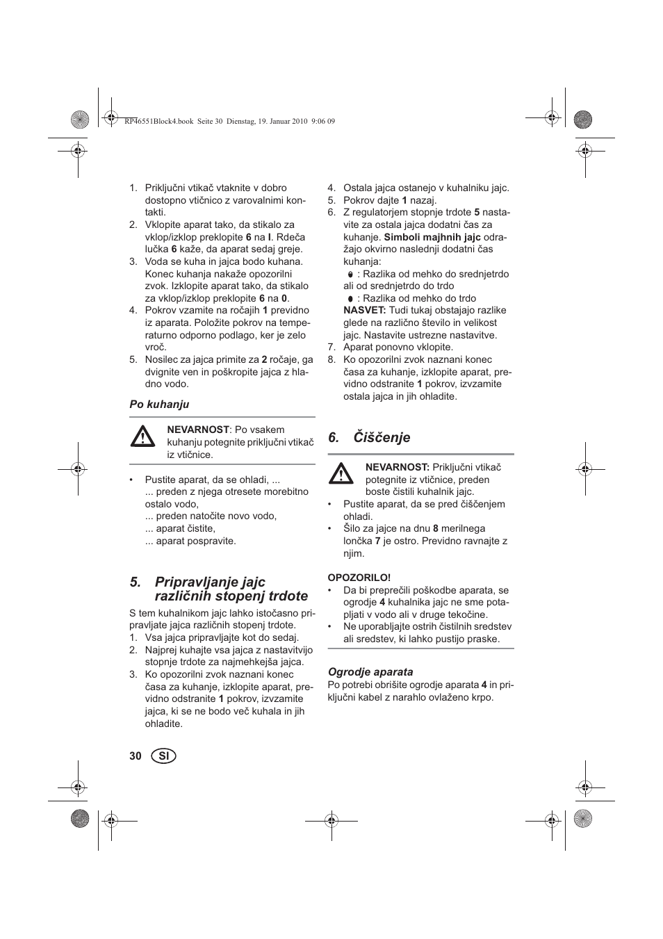 Pripravljanje jajc razlinih stopenj trdote, išenje | Silvercrest H-3278 User Manual | Page 32 / 70