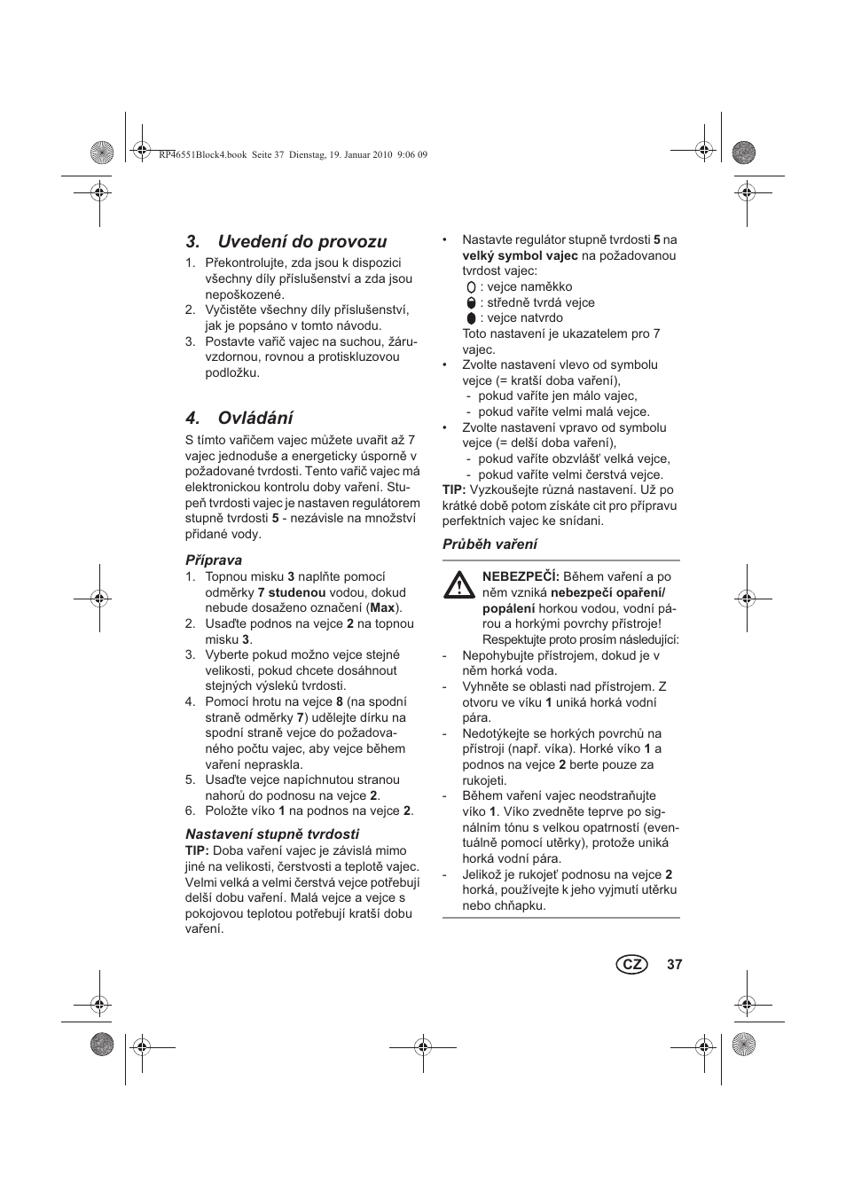 Uvedení do provozu, Ovládání | Silvercrest H-3278 User Manual | Page 39 / 70