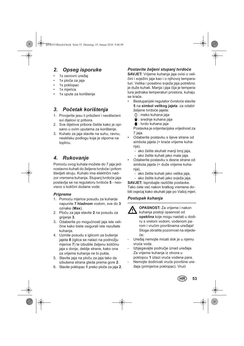 Opseg isporuke, Poetak korištenja, Rukovanje | Silvercrest H-3278 User Manual | Page 55 / 70