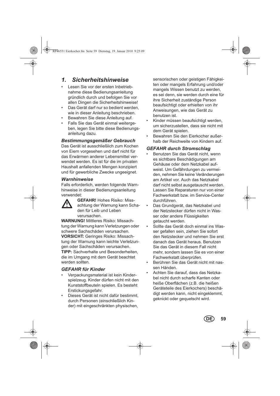 Sicherheitshinweise | Silvercrest H-3278 User Manual | Page 61 / 70
