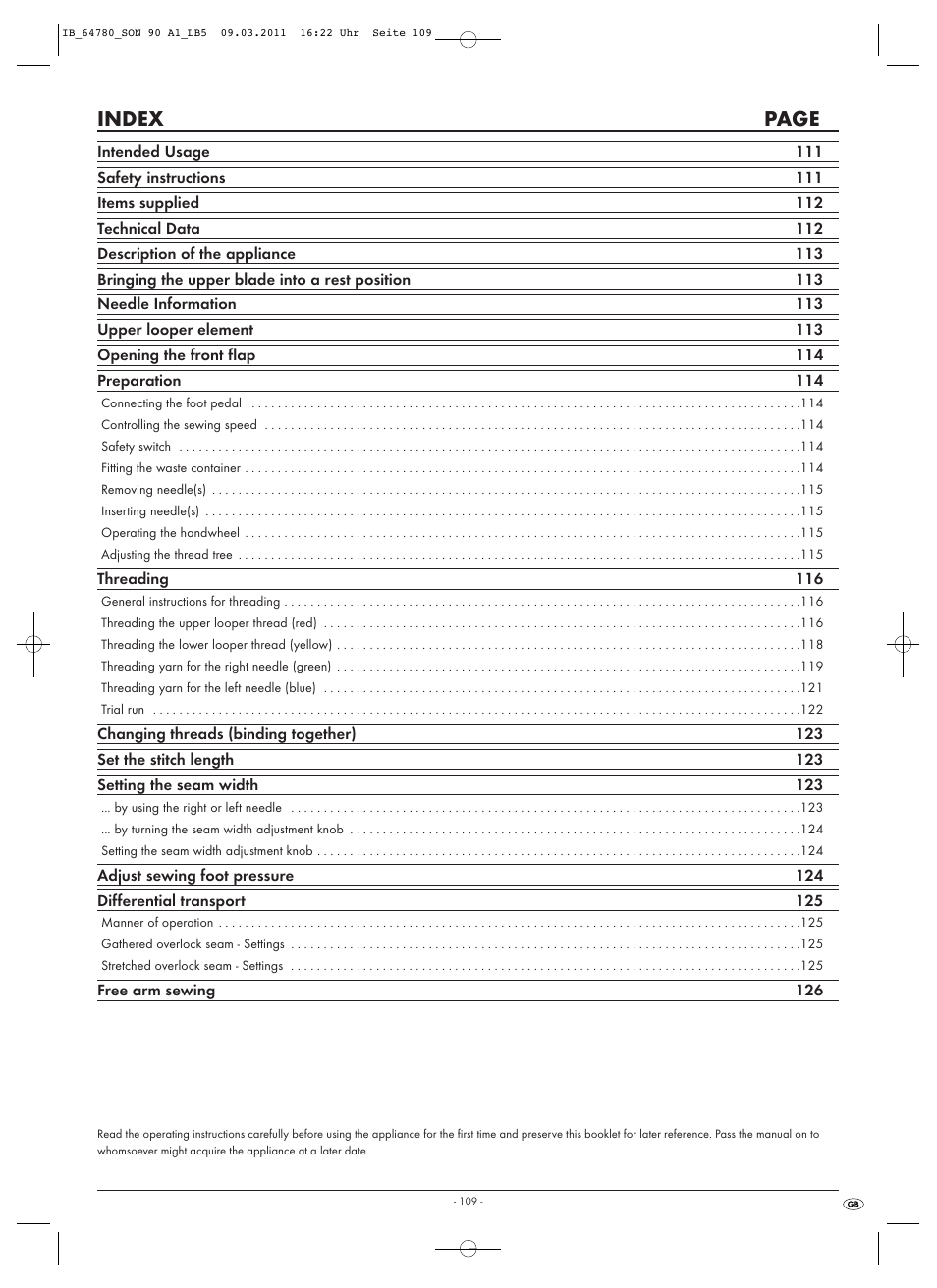 Index page | Silvercrest SON 90 A1 User Manual | Page 111 / 182