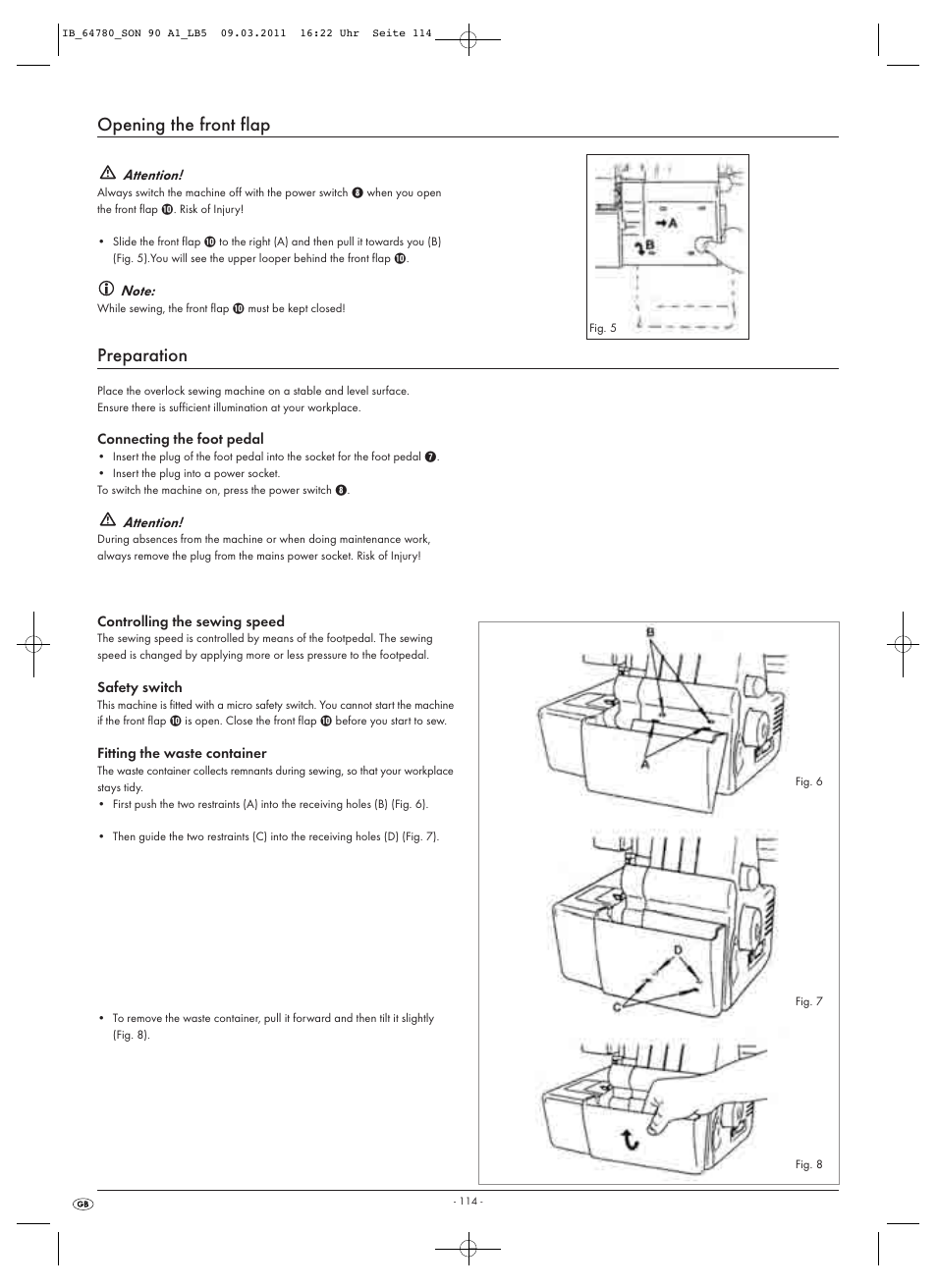 Opening the front flap, Preparation | Silvercrest SON 90 A1 User Manual | Page 116 / 182
