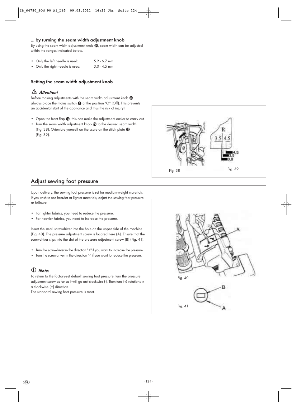 Adjust sewing foot pressure | Silvercrest SON 90 A1 User Manual | Page 126 / 182