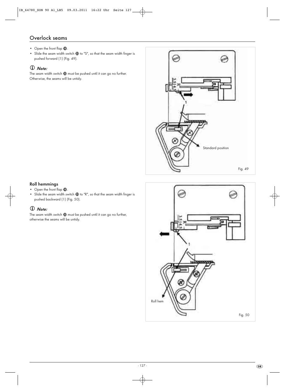 Overlock seams | Silvercrest SON 90 A1 User Manual | Page 129 / 182