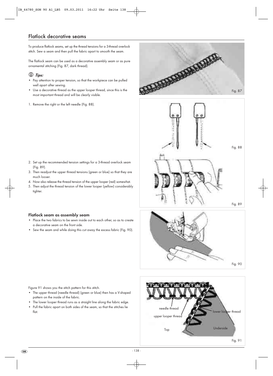 Flatlock decorative seams, Tips | Silvercrest SON 90 A1 User Manual | Page 140 / 182