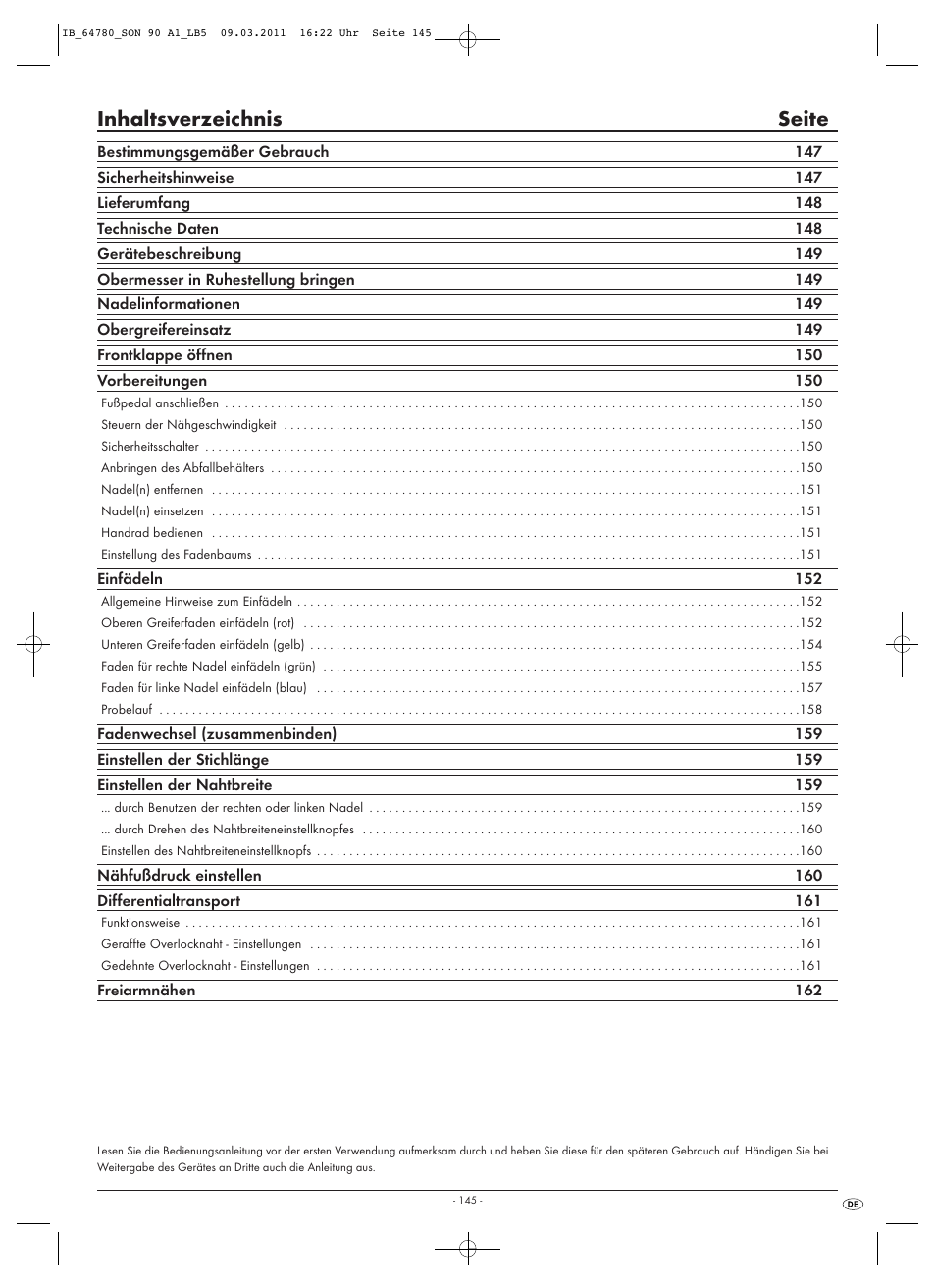 Inhaltsverzeichnis seite | Silvercrest SON 90 A1 User Manual | Page 147 / 182