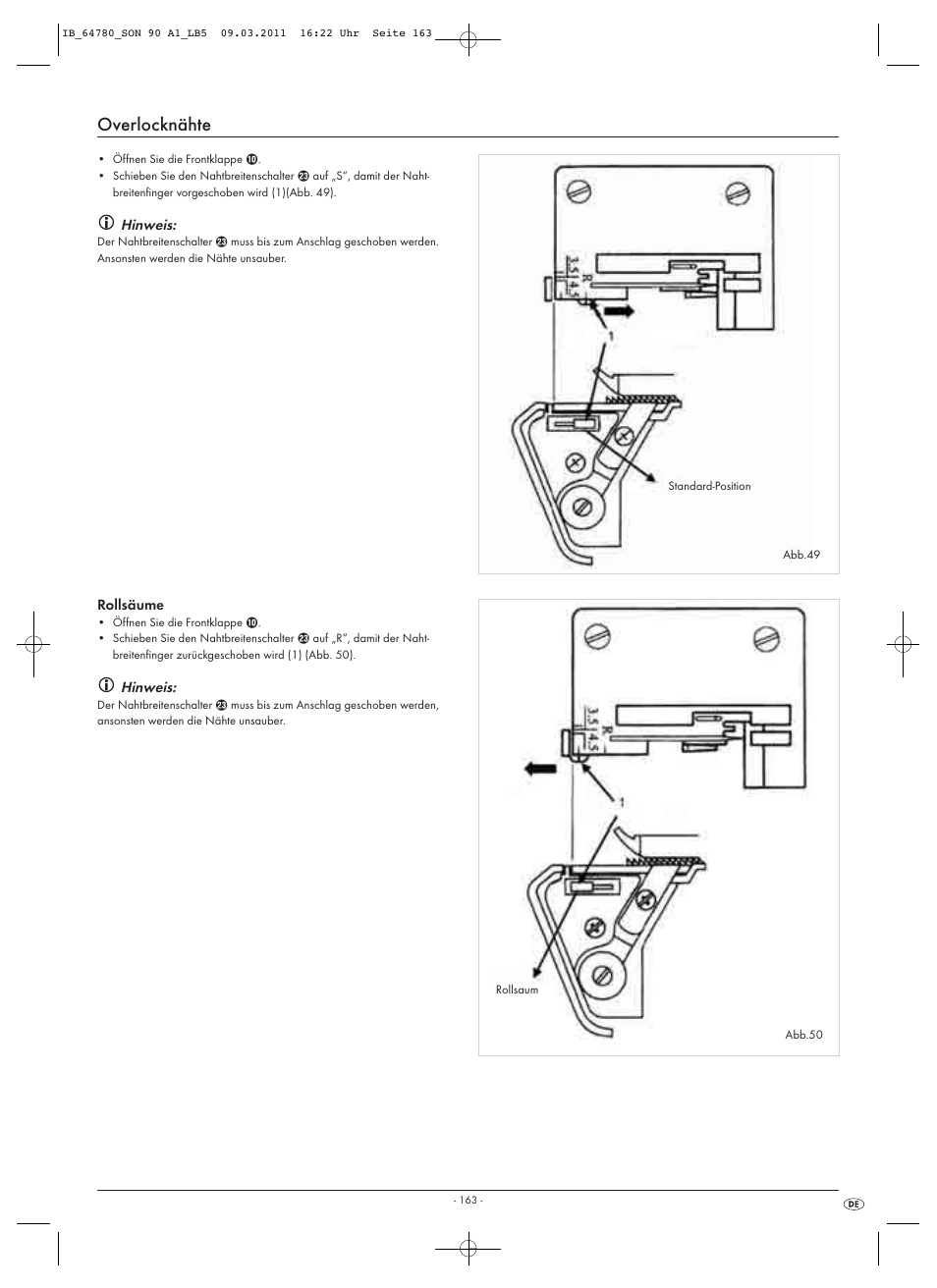 Overlocknähte | Silvercrest SON 90 A1 User Manual | Page 165 / 182