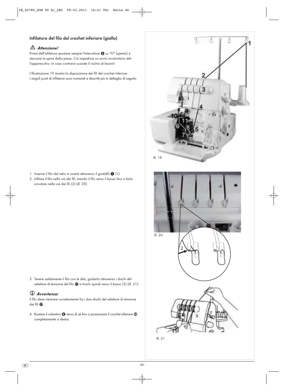 Attenzione, Avvertenza | Silvercrest SON 90 A1 User Manual | Page 48 / 182