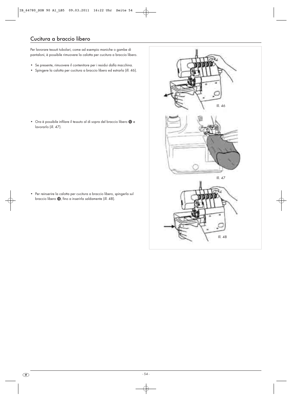 Cucitura a braccio libero | Silvercrest SON 90 A1 User Manual | Page 56 / 182
