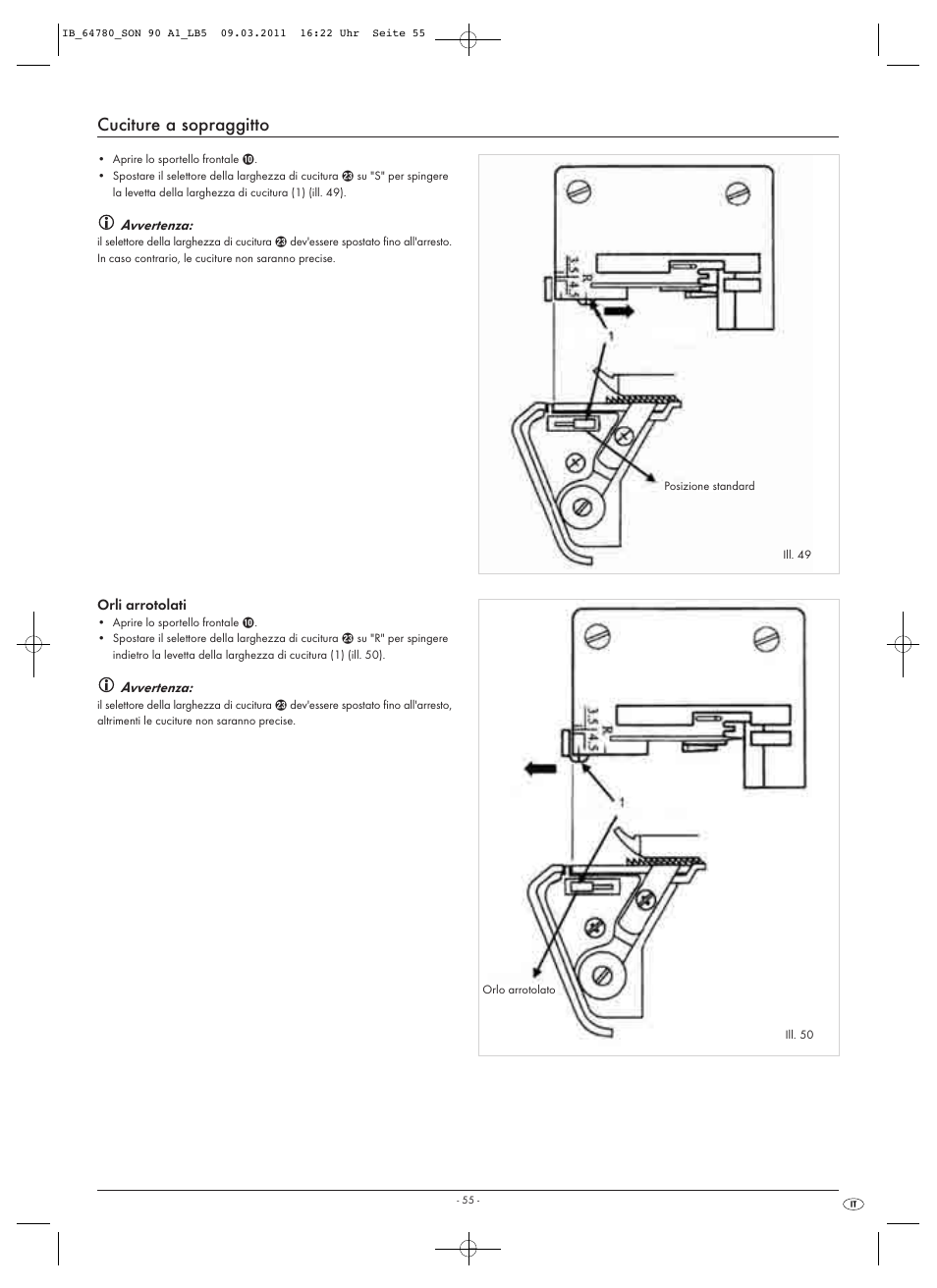 Cuciture a sopraggitto | Silvercrest SON 90 A1 User Manual | Page 57 / 182