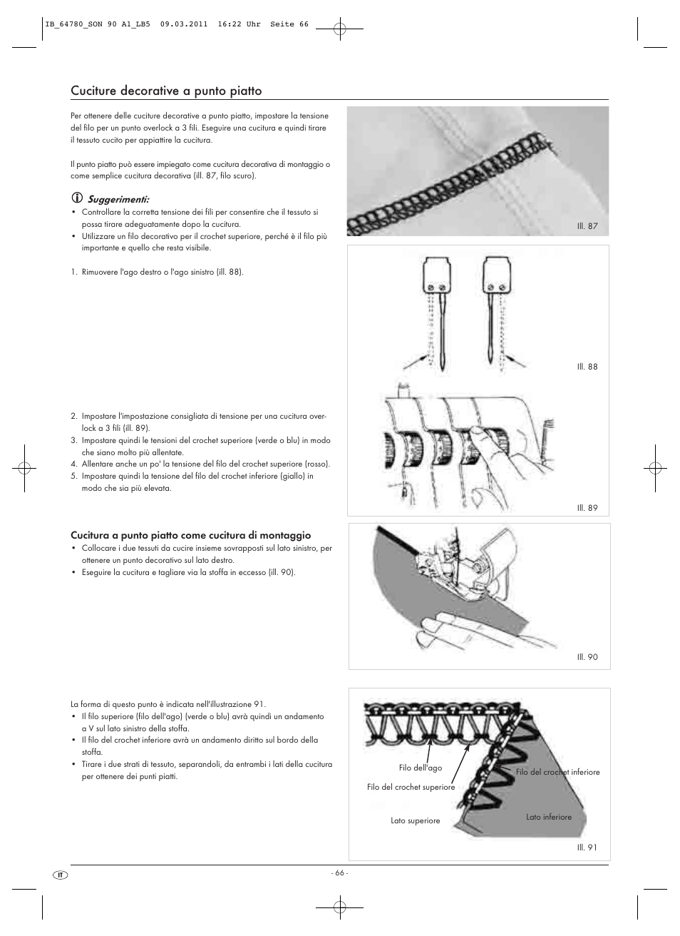Cuciture decorative a punto piatto, Suggerimenti | Silvercrest SON 90 A1 User Manual | Page 68 / 182