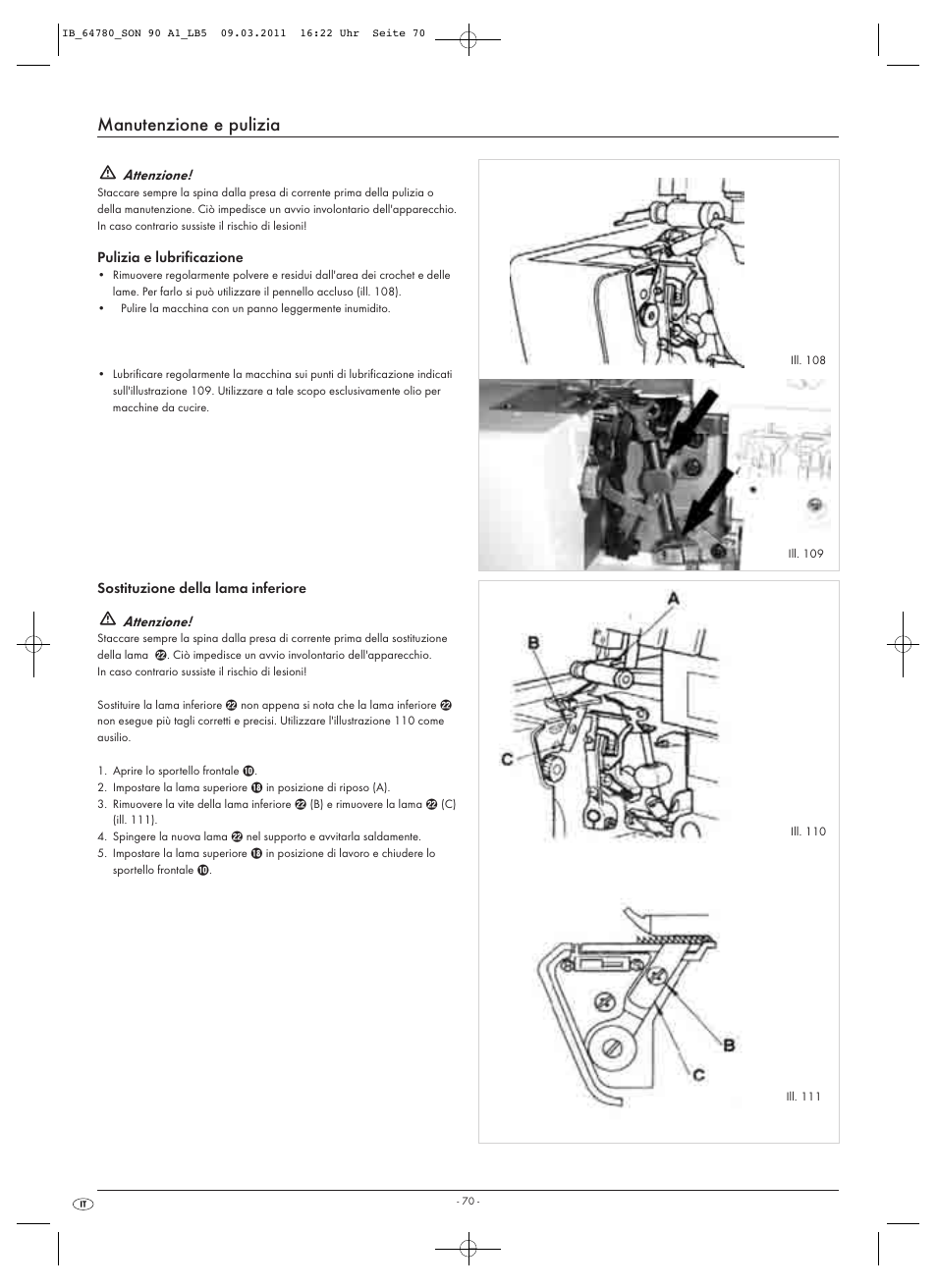 Manutenzione e pulizia | Silvercrest SON 90 A1 User Manual | Page 72 / 182