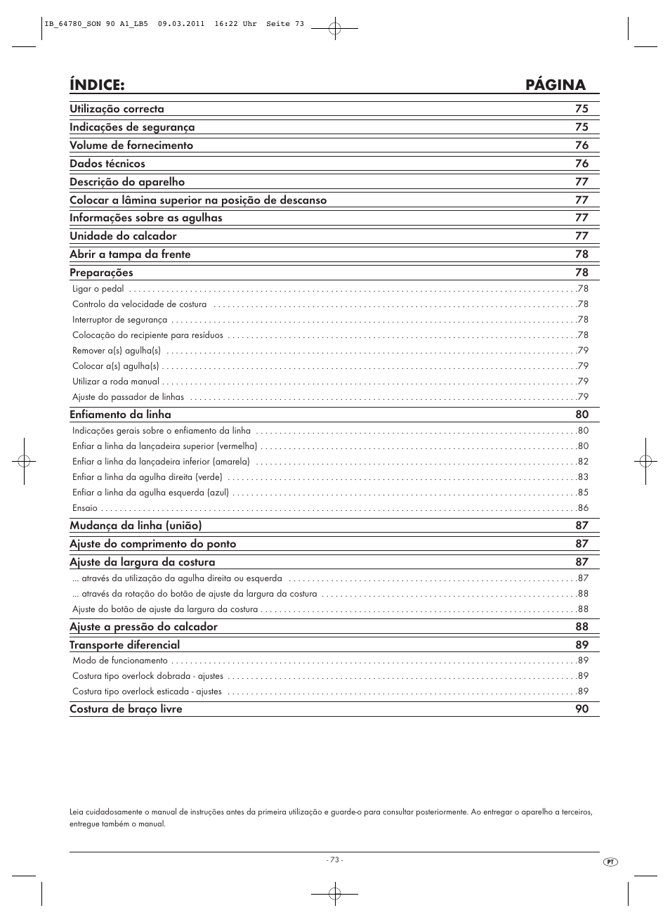 Índice: página | Silvercrest SON 90 A1 User Manual | Page 75 / 182