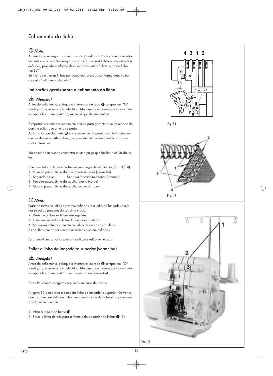 Enfiamento da linha | Silvercrest SON 90 A1 User Manual | Page 82 / 182