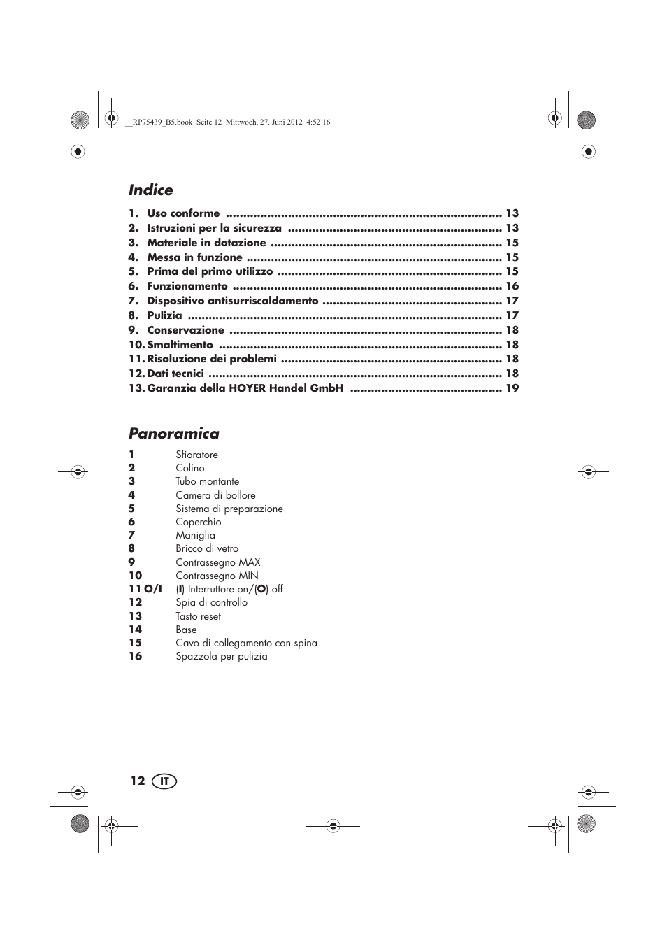 Indice, Panoramica | Silvercrest STK 600 A1 User Manual | Page 14 / 54