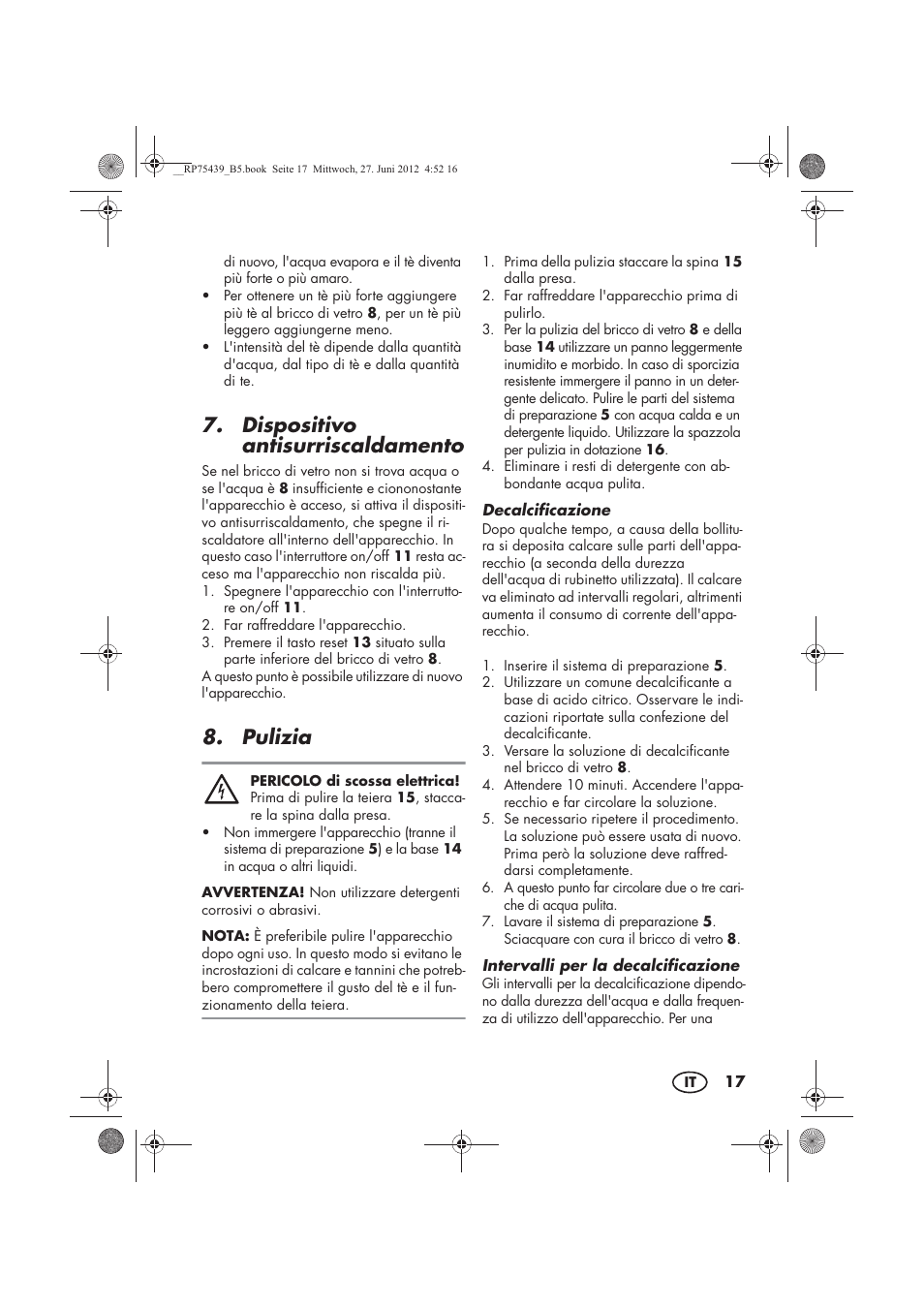 Dispositivo antisurriscaldamento, Pulizia | Silvercrest STK 600 A1 User Manual | Page 19 / 54