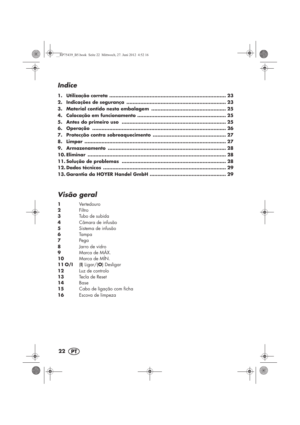 Indice, Visão geral | Silvercrest STK 600 A1 User Manual | Page 24 / 54