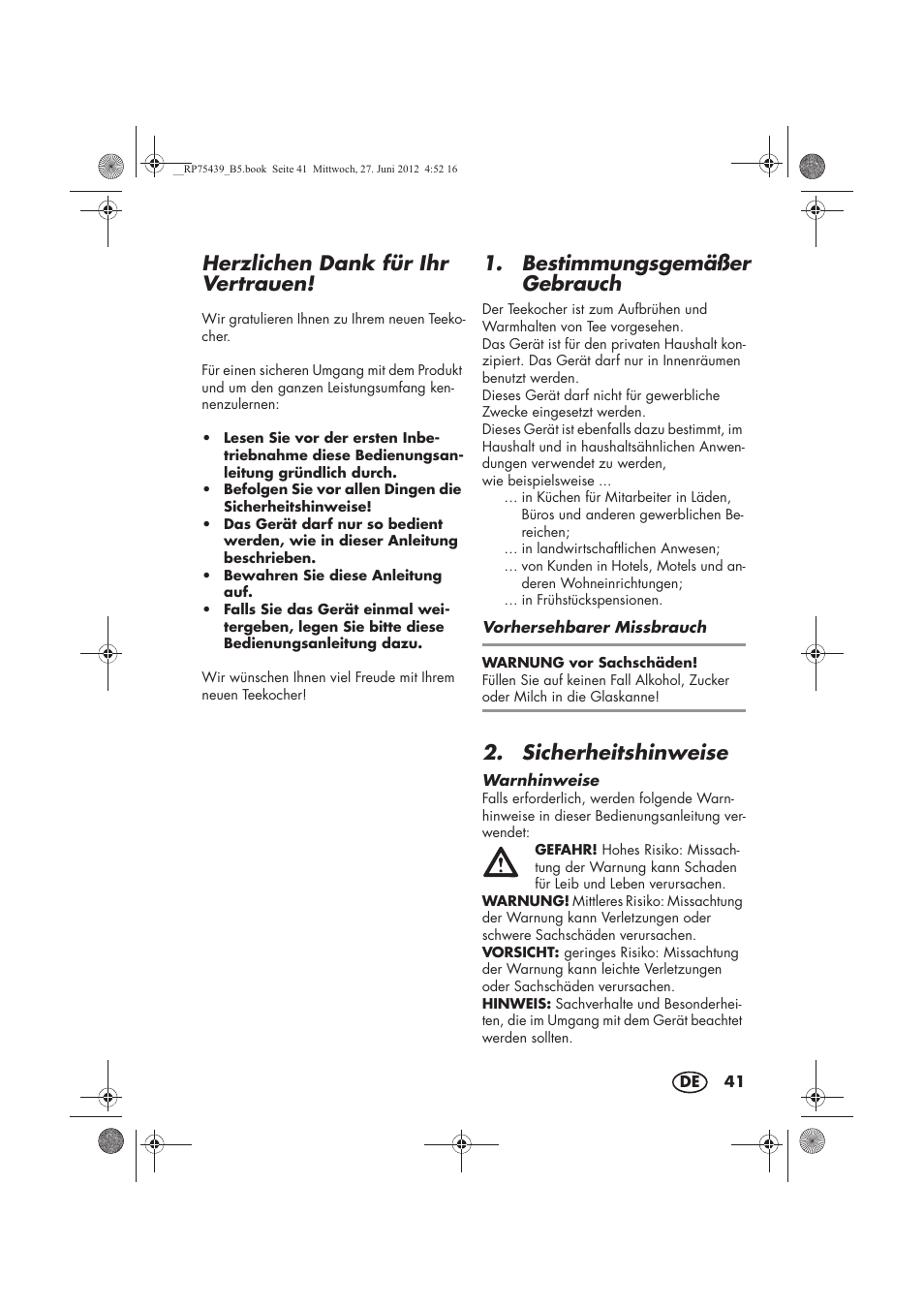 Herzlichen dank für ihr vertrauen, Bestimmungsgemäßer gebrauch, Sicherheitshinweise | Silvercrest STK 600 A1 User Manual | Page 43 / 54