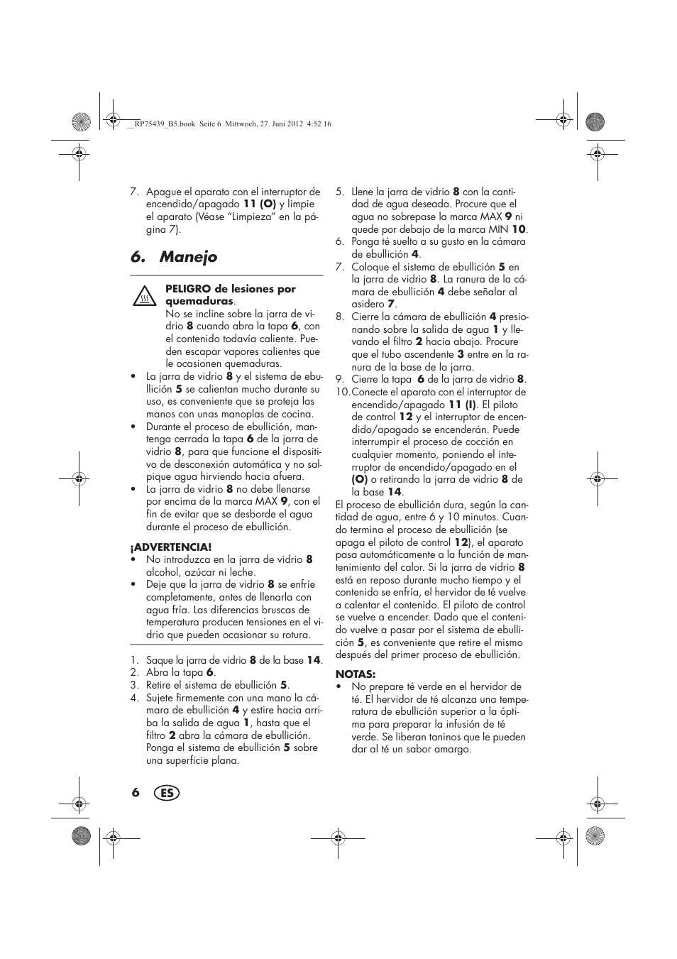 Manejo | Silvercrest STK 600 A1 User Manual | Page 8 / 54